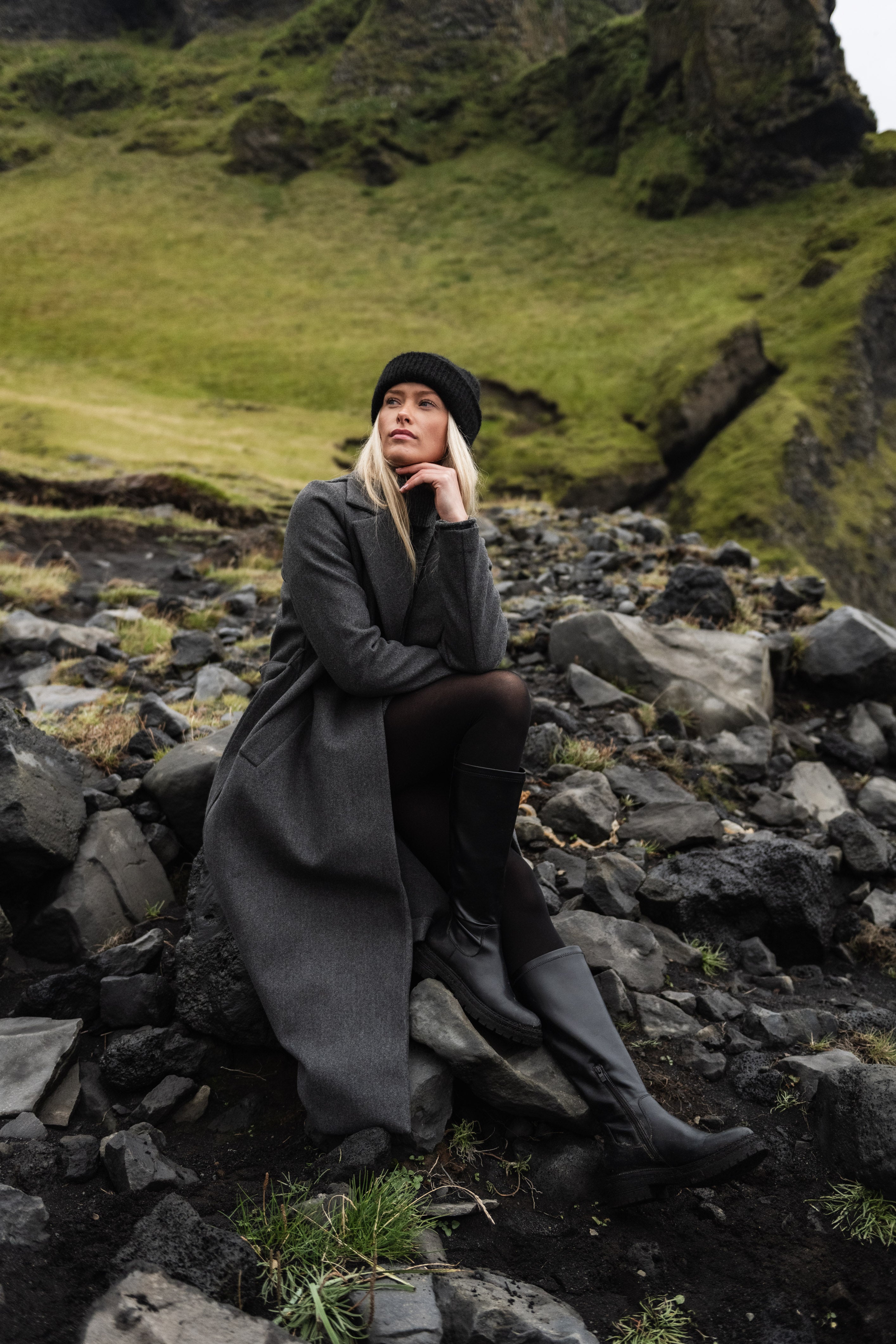 VMFORTUNEAYA Long Coat - Dark Grey Melange