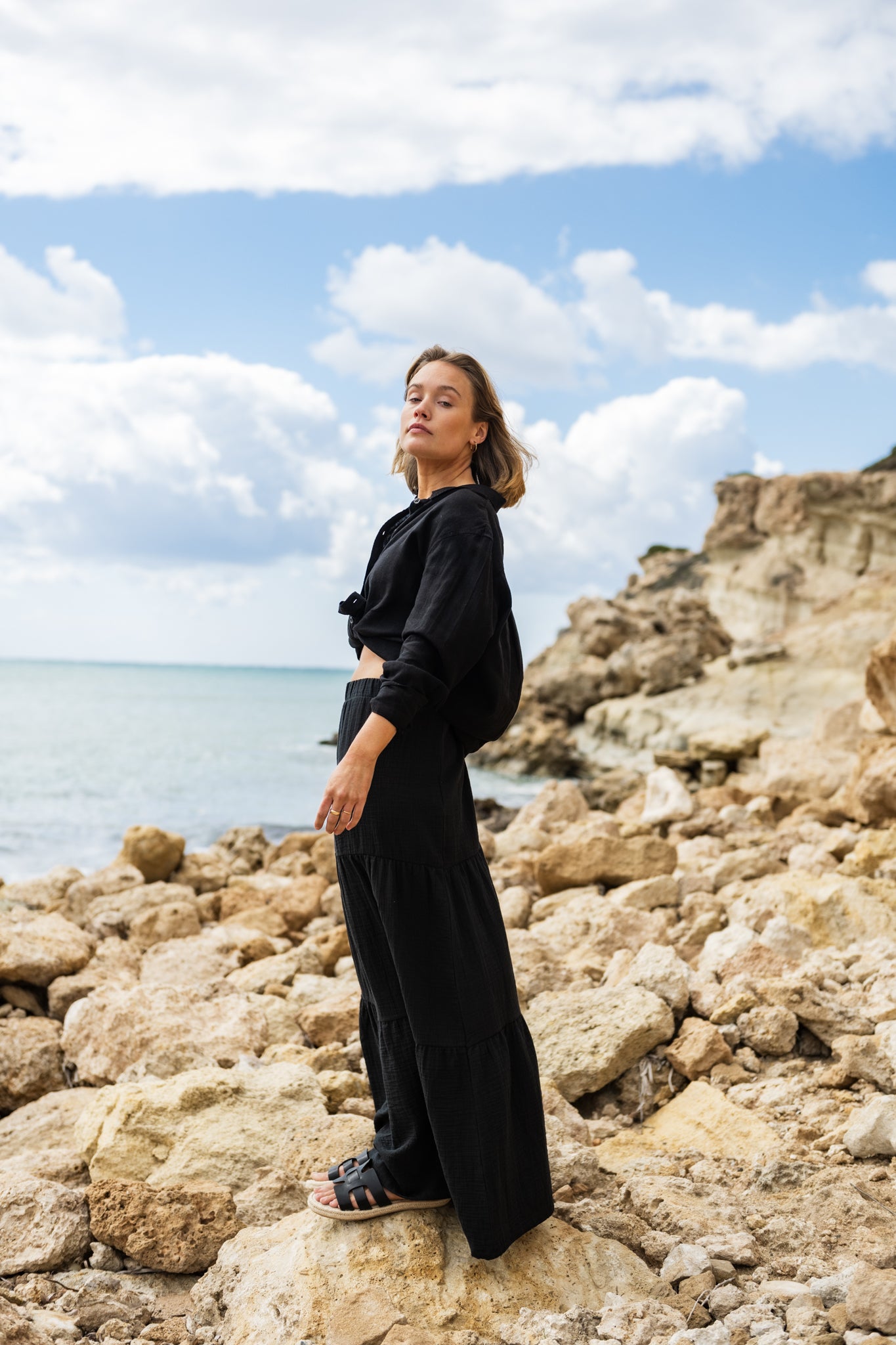 PCSIKKA Long Skirt - Black