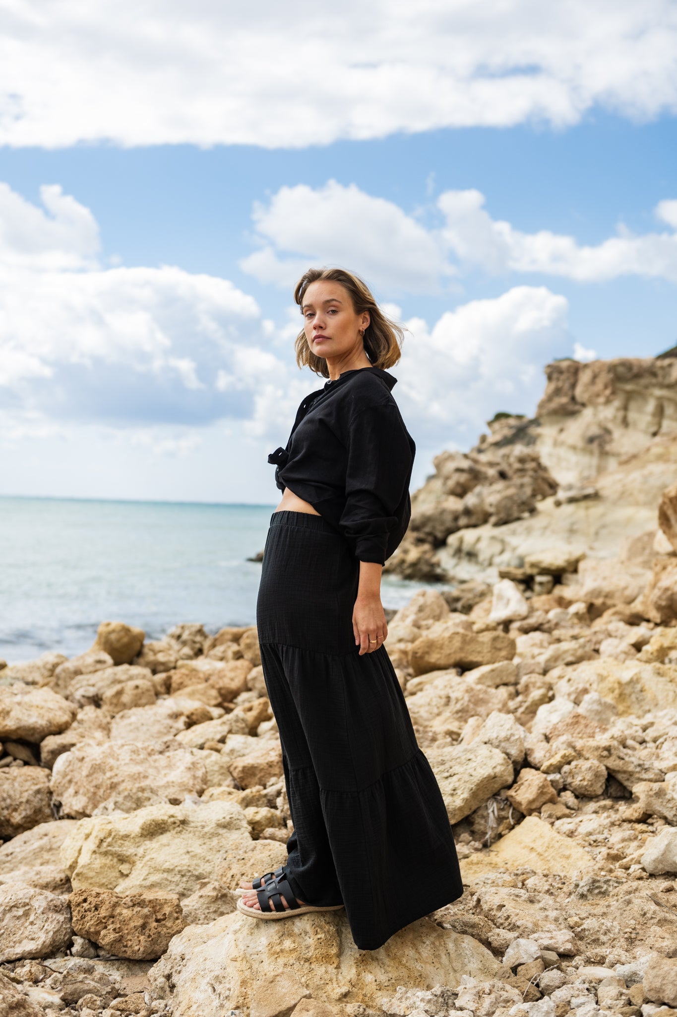 PCSIKKA Long Skirt - Black