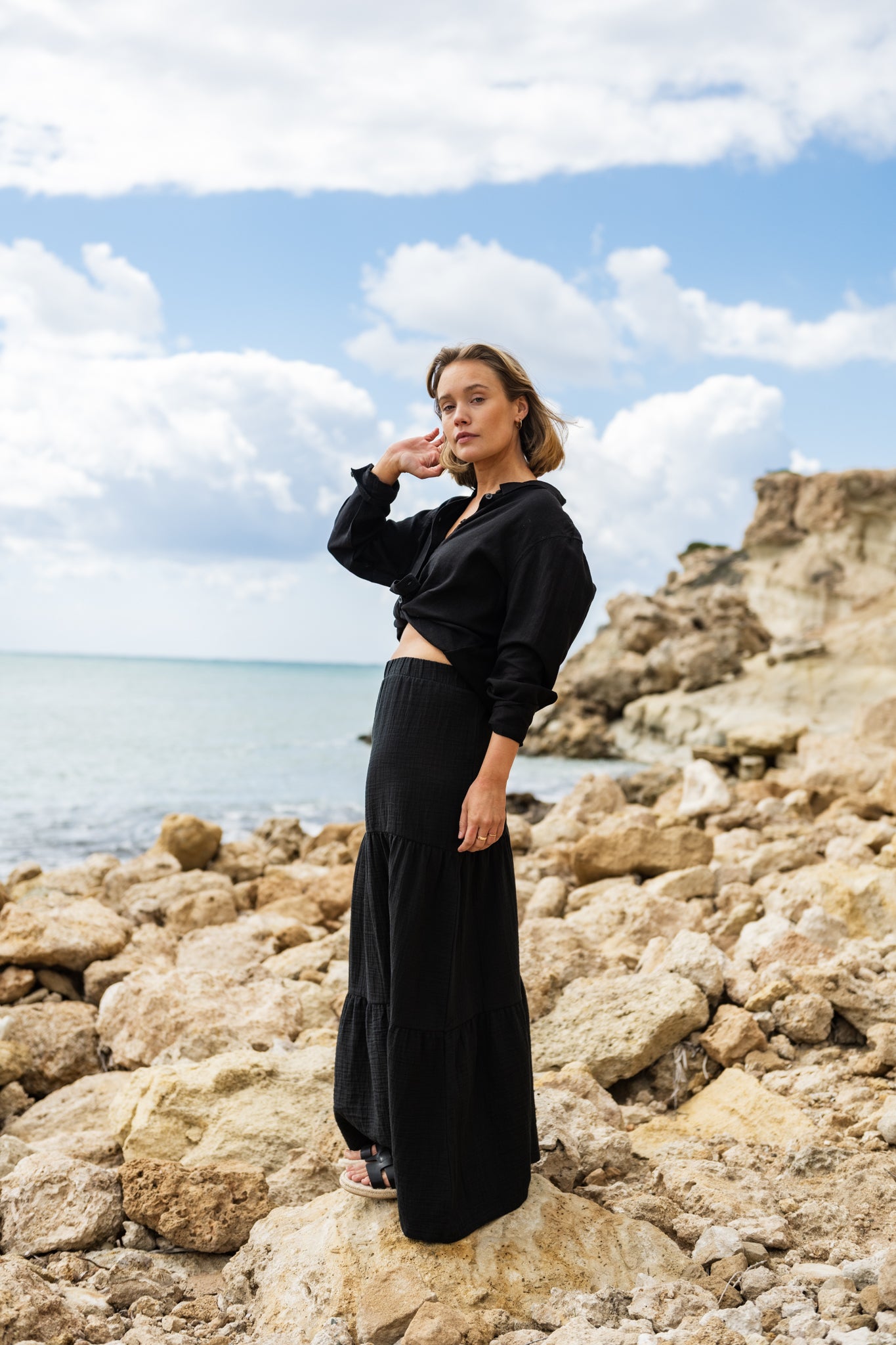 PCSIKKA Long Skirt - Black
