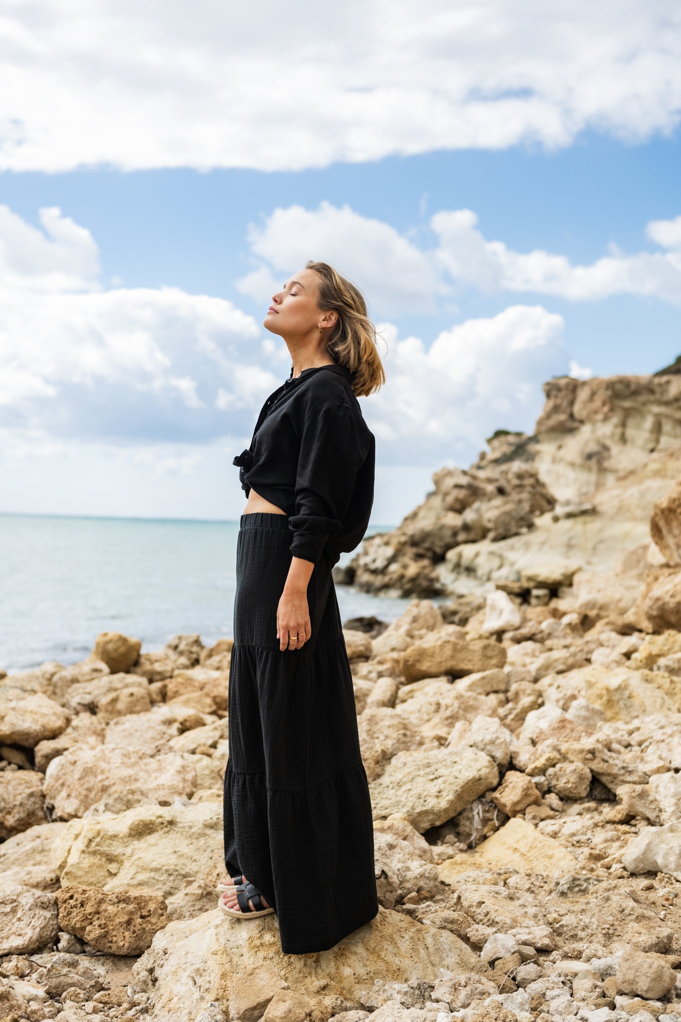 PCSIKKA Long Skirt - Black