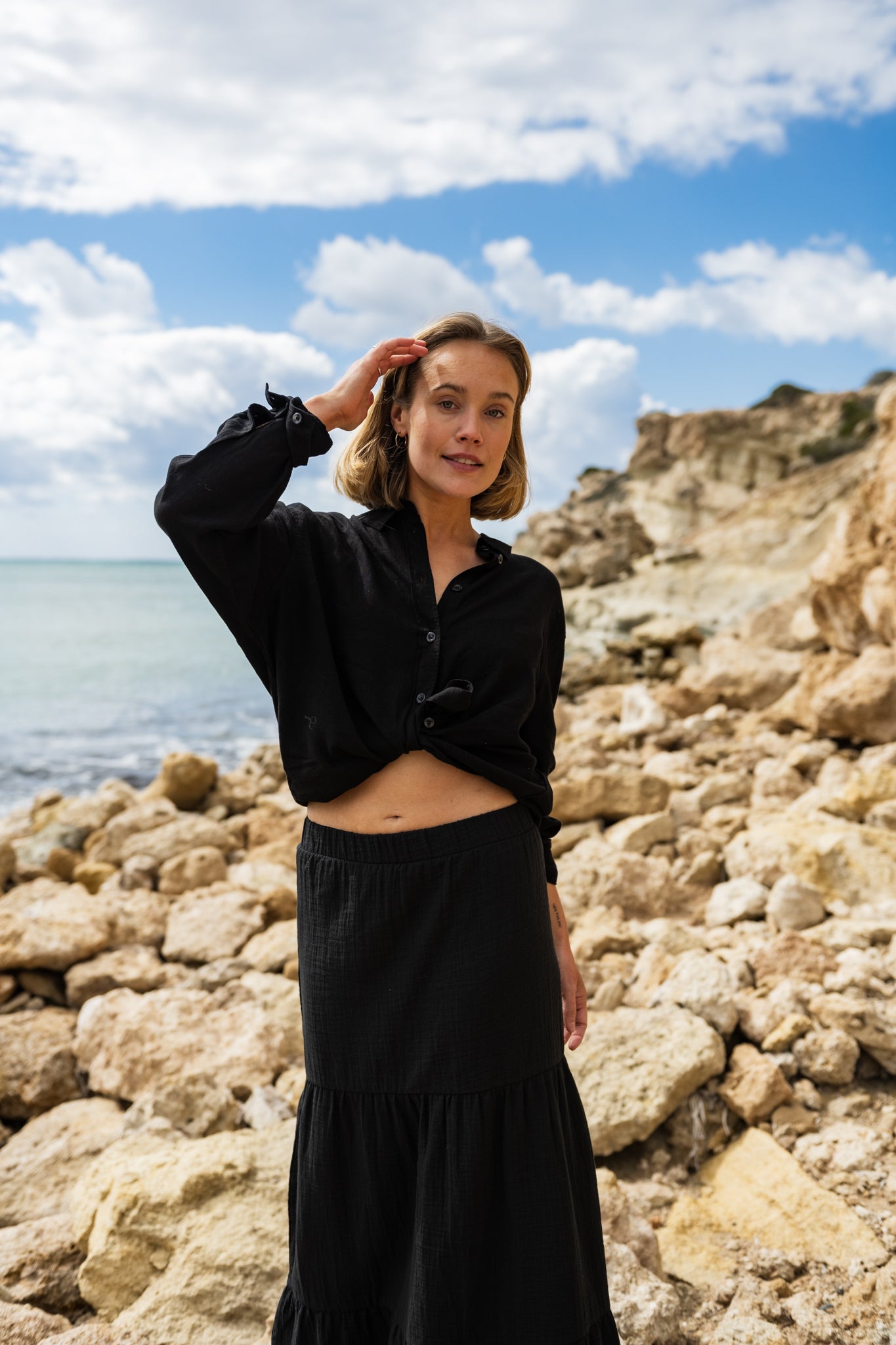 PCSIKKA Long Skirt - Black