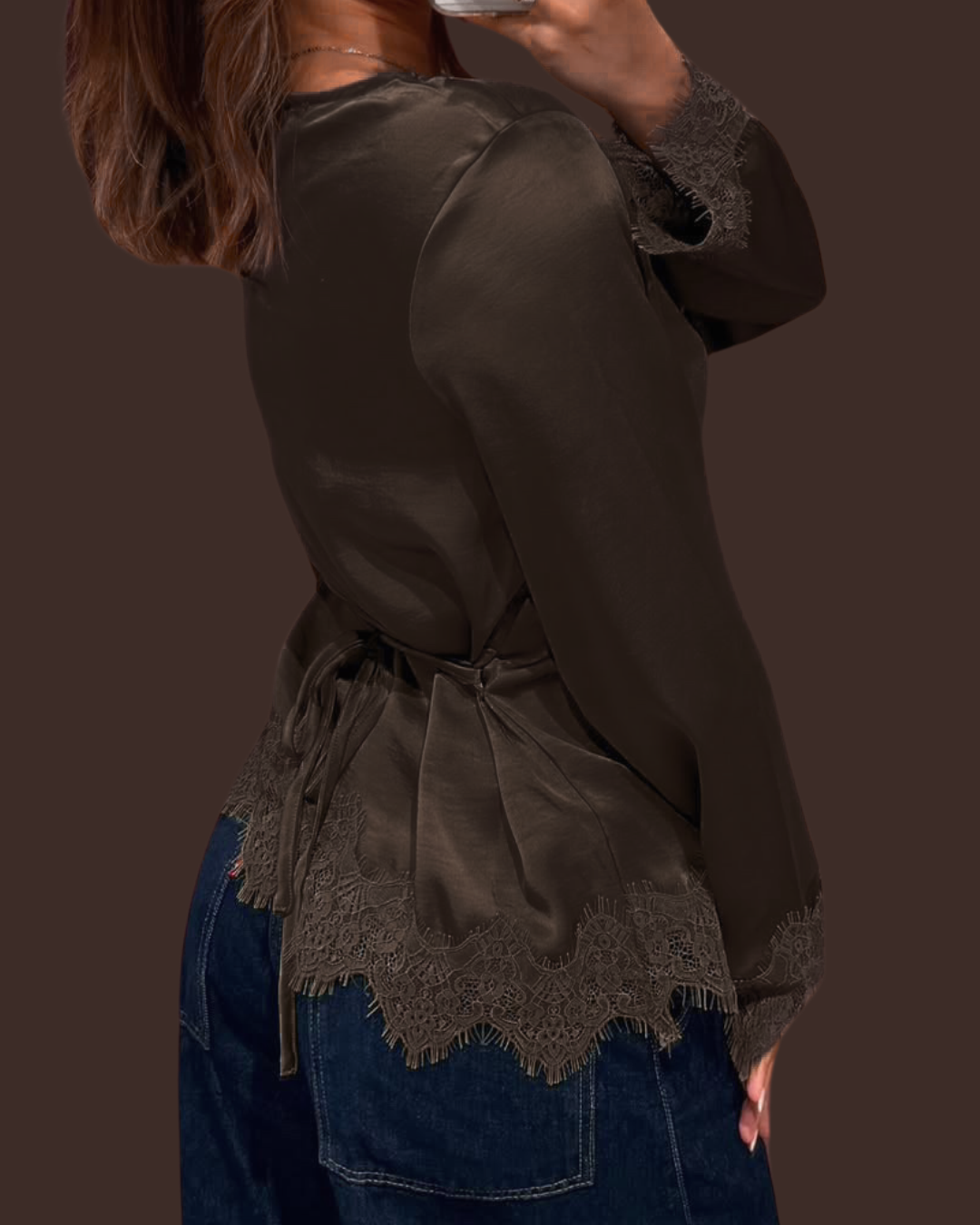 VMMIRO Lace Top - Chocolate Torte