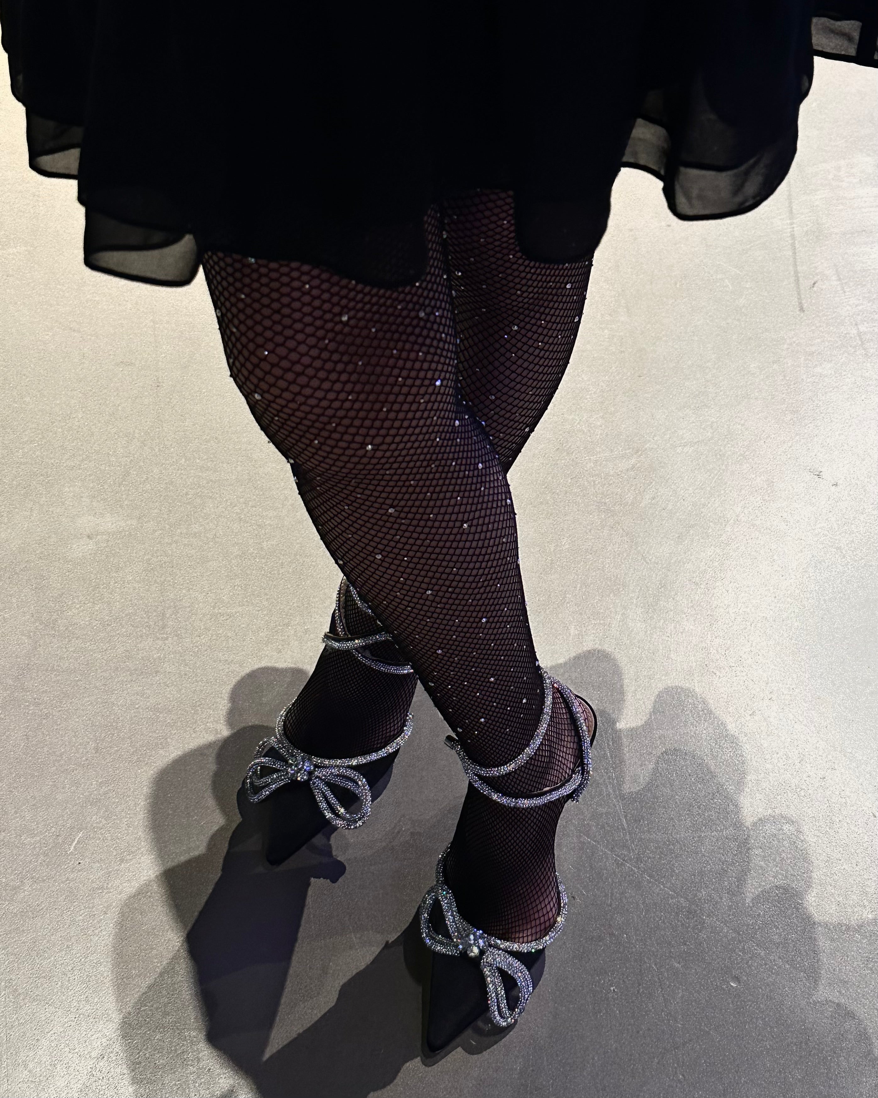 PCCLAIRE Strømpebukse - Black Rhinestones