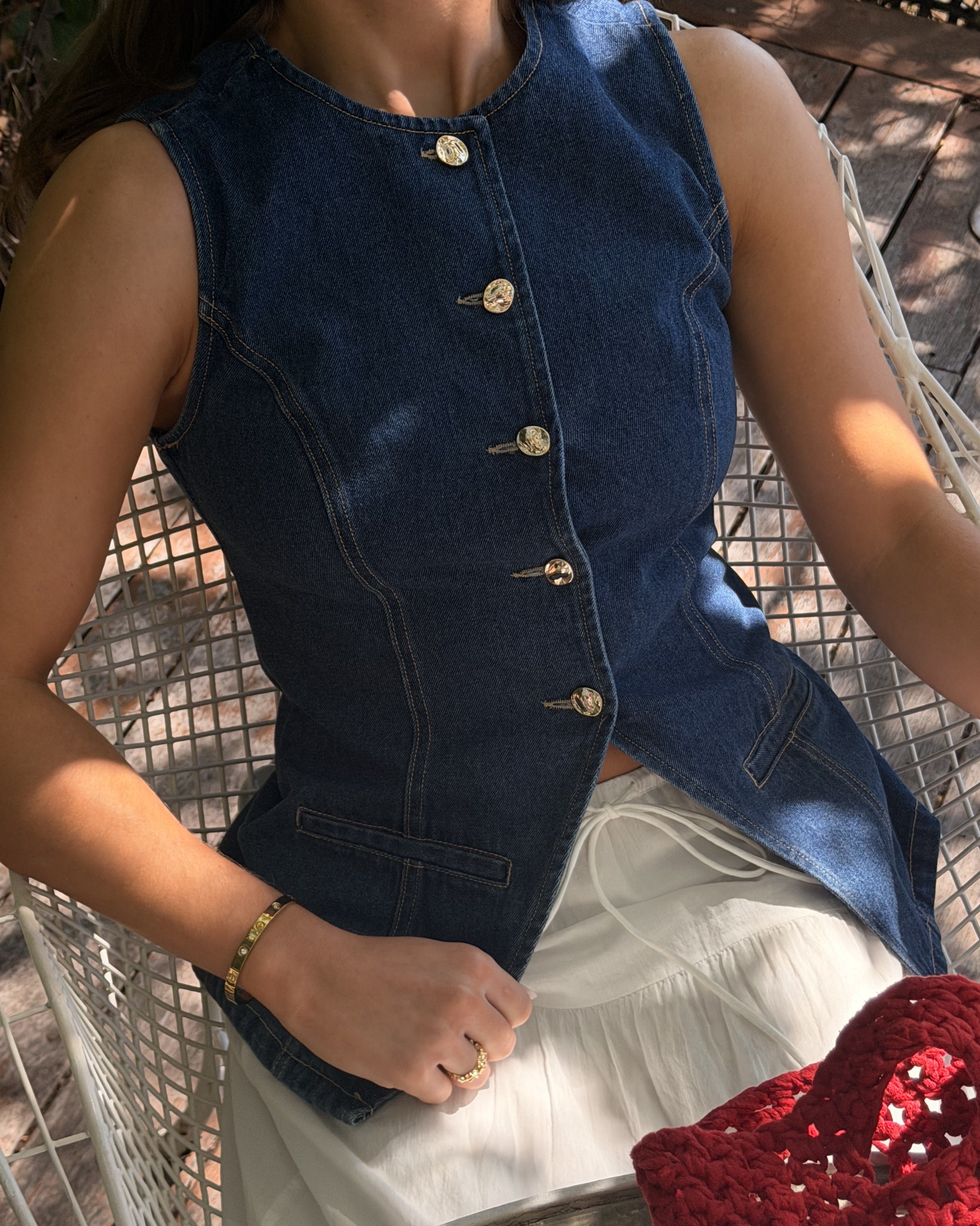 VMMARY Tailored Waistcoat - Dark Blue Denim