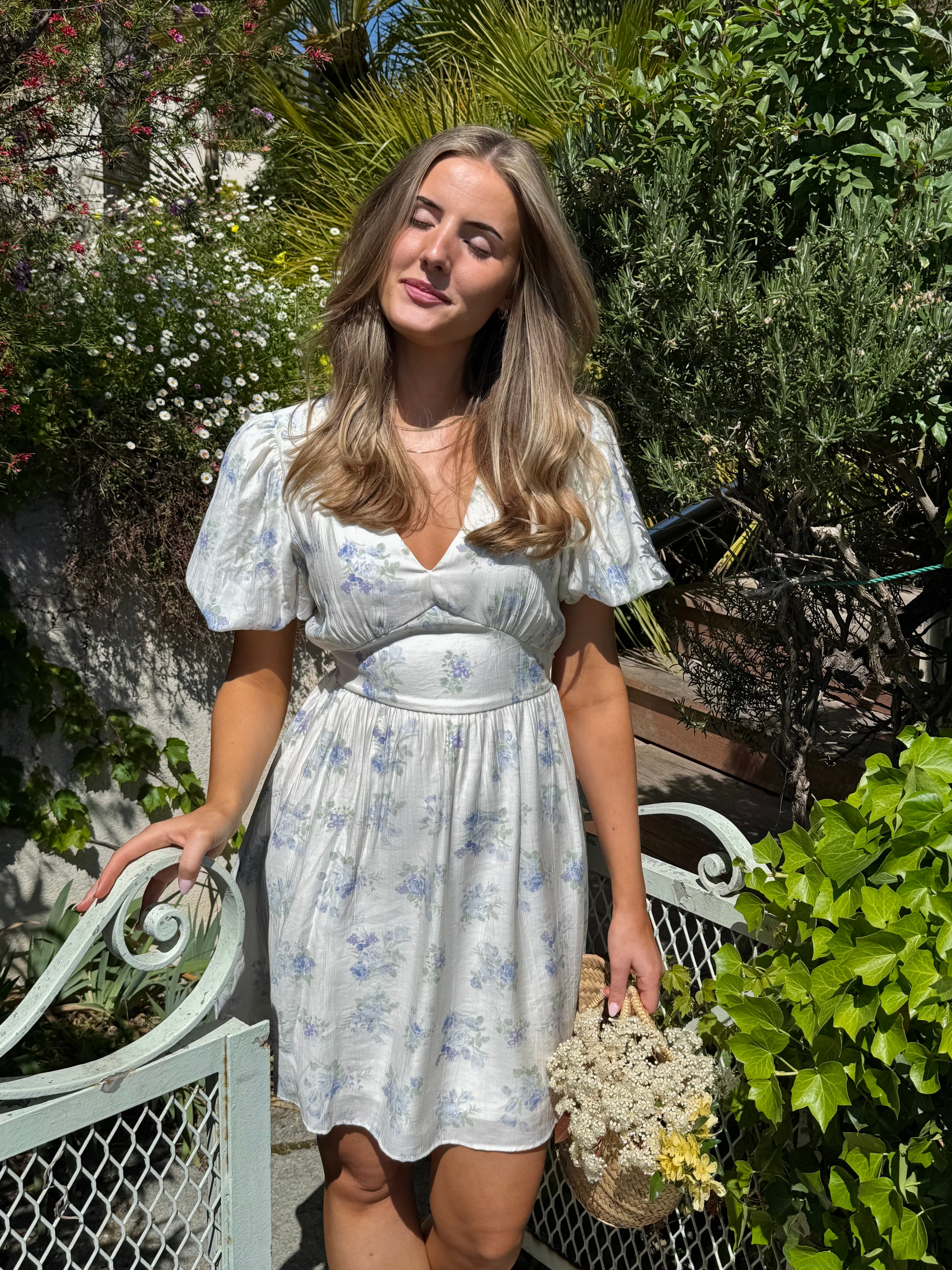 VMBELLA Short Dress - Blue Bella Flower