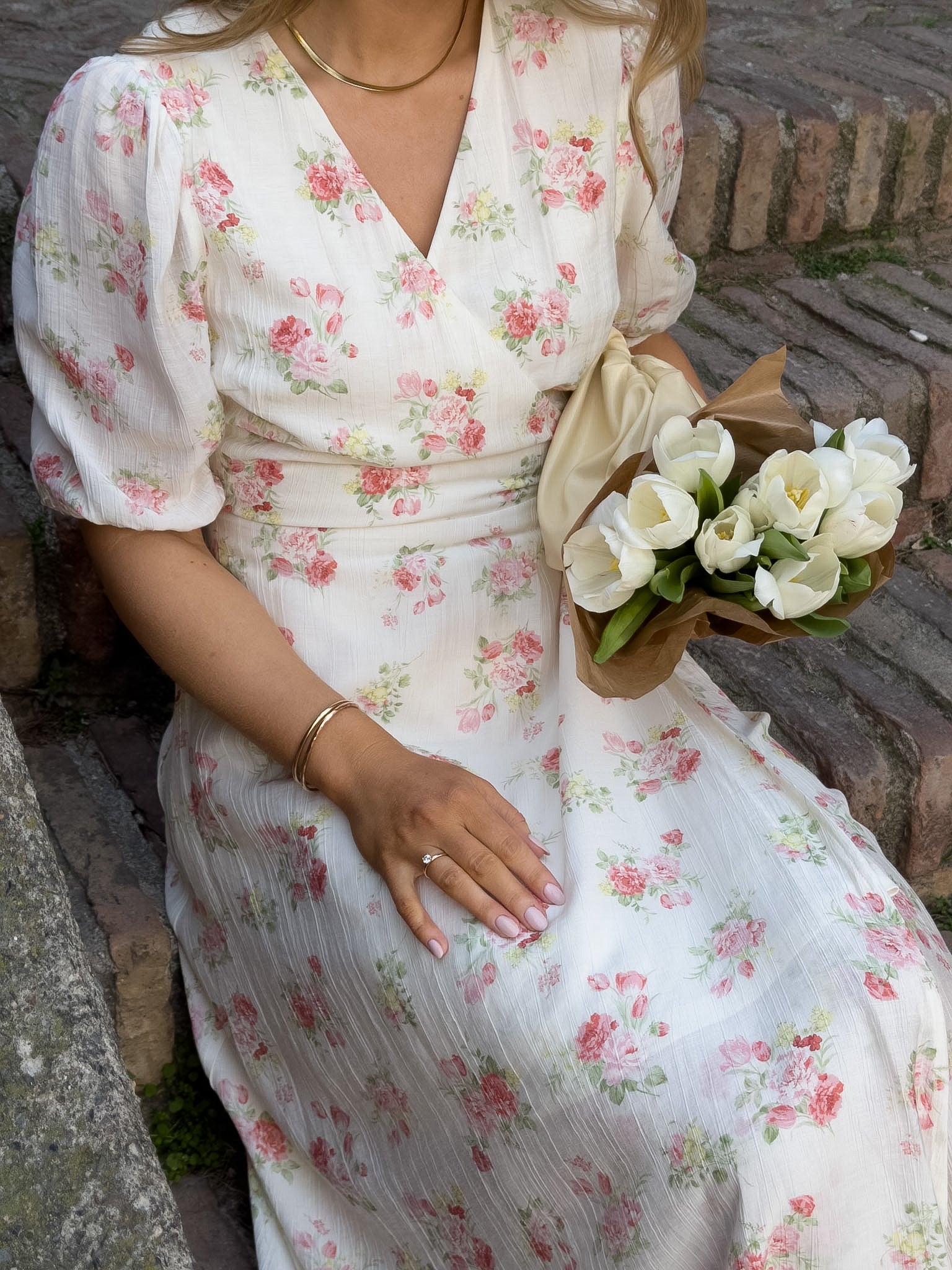 VMBELLA LONG DRESS - Pink Bella Flower