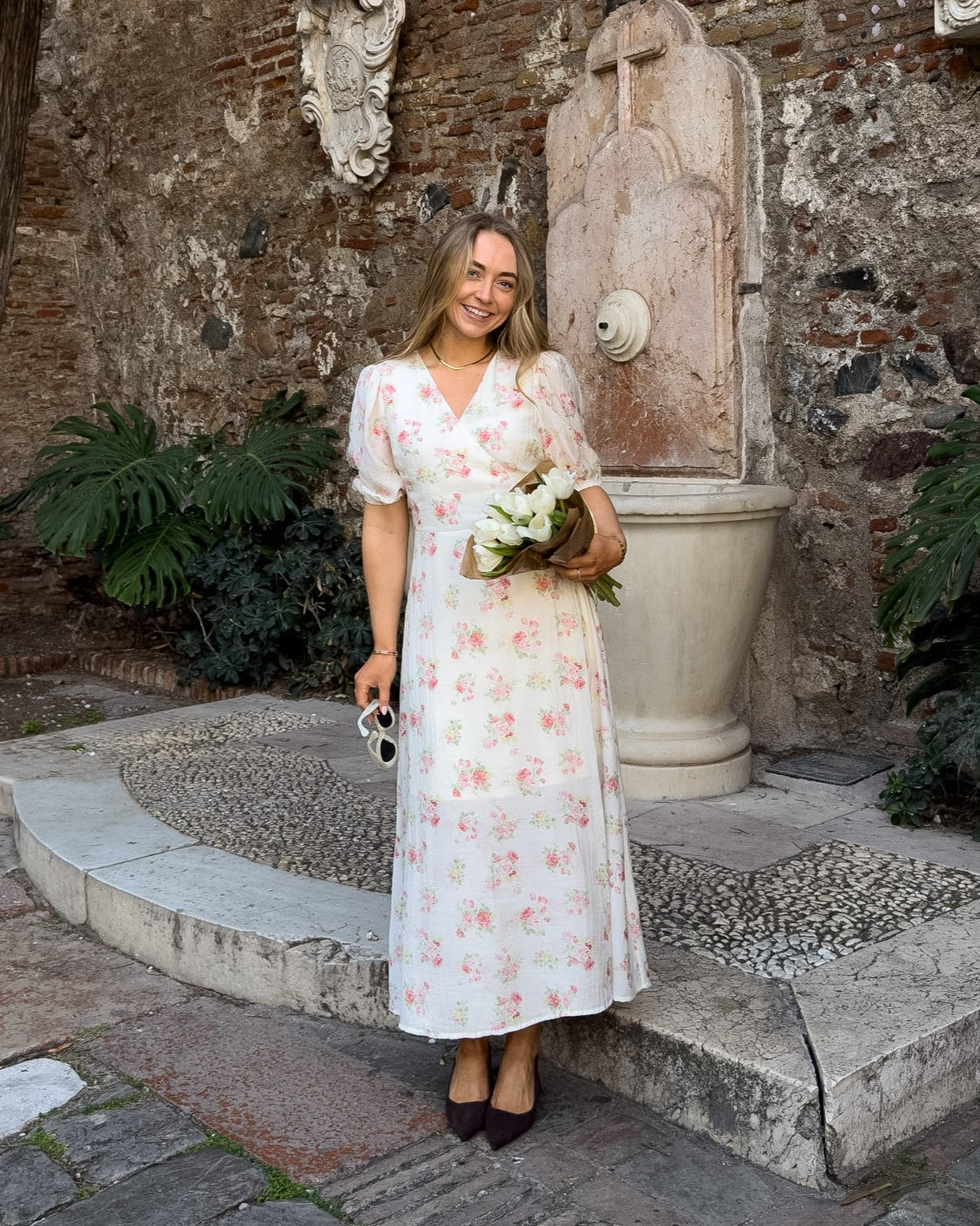 VMBELLA LONG DRESS - Pink Bella Flower