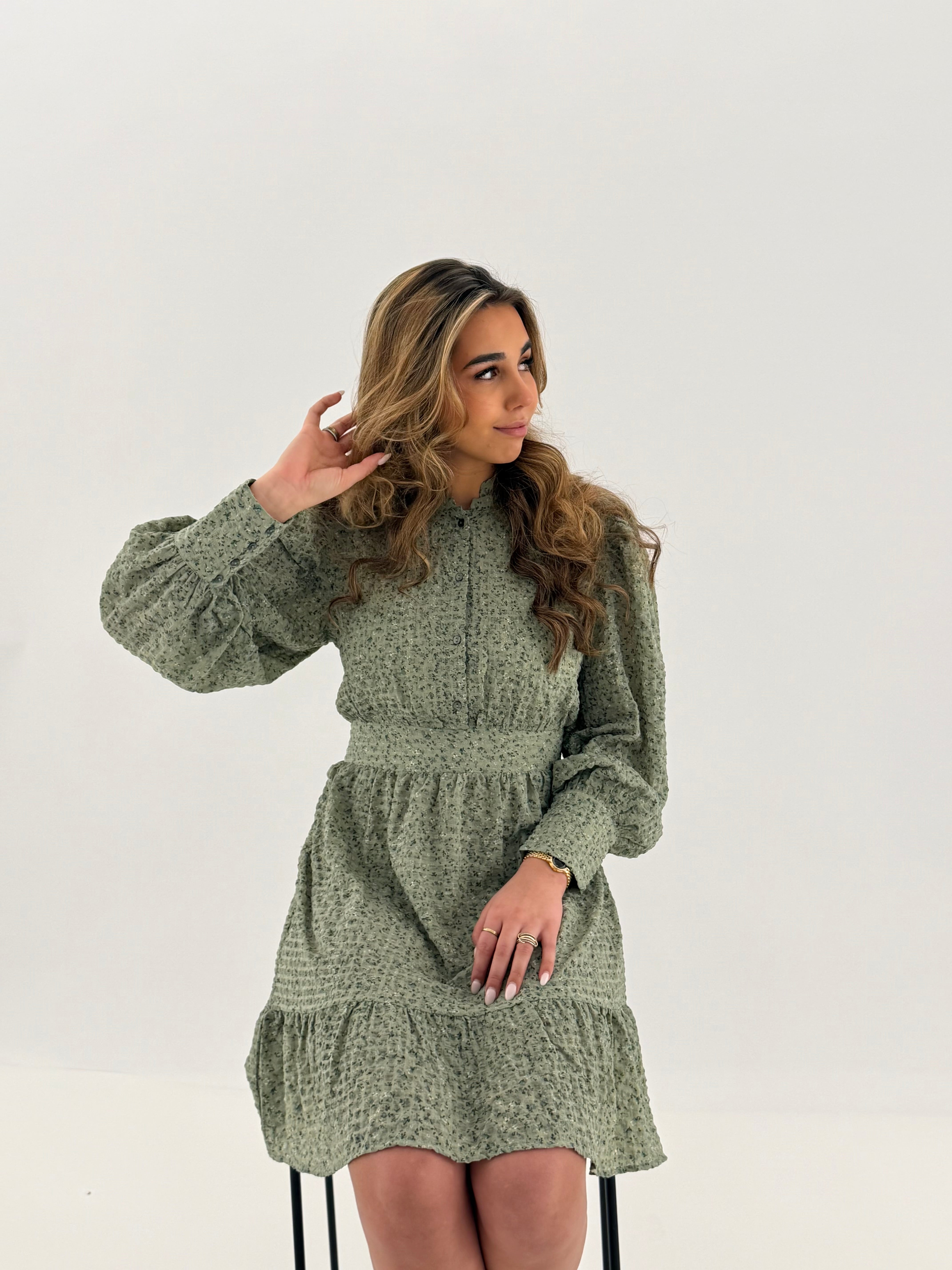 AWNOELLE Short Dress - Hedge Green