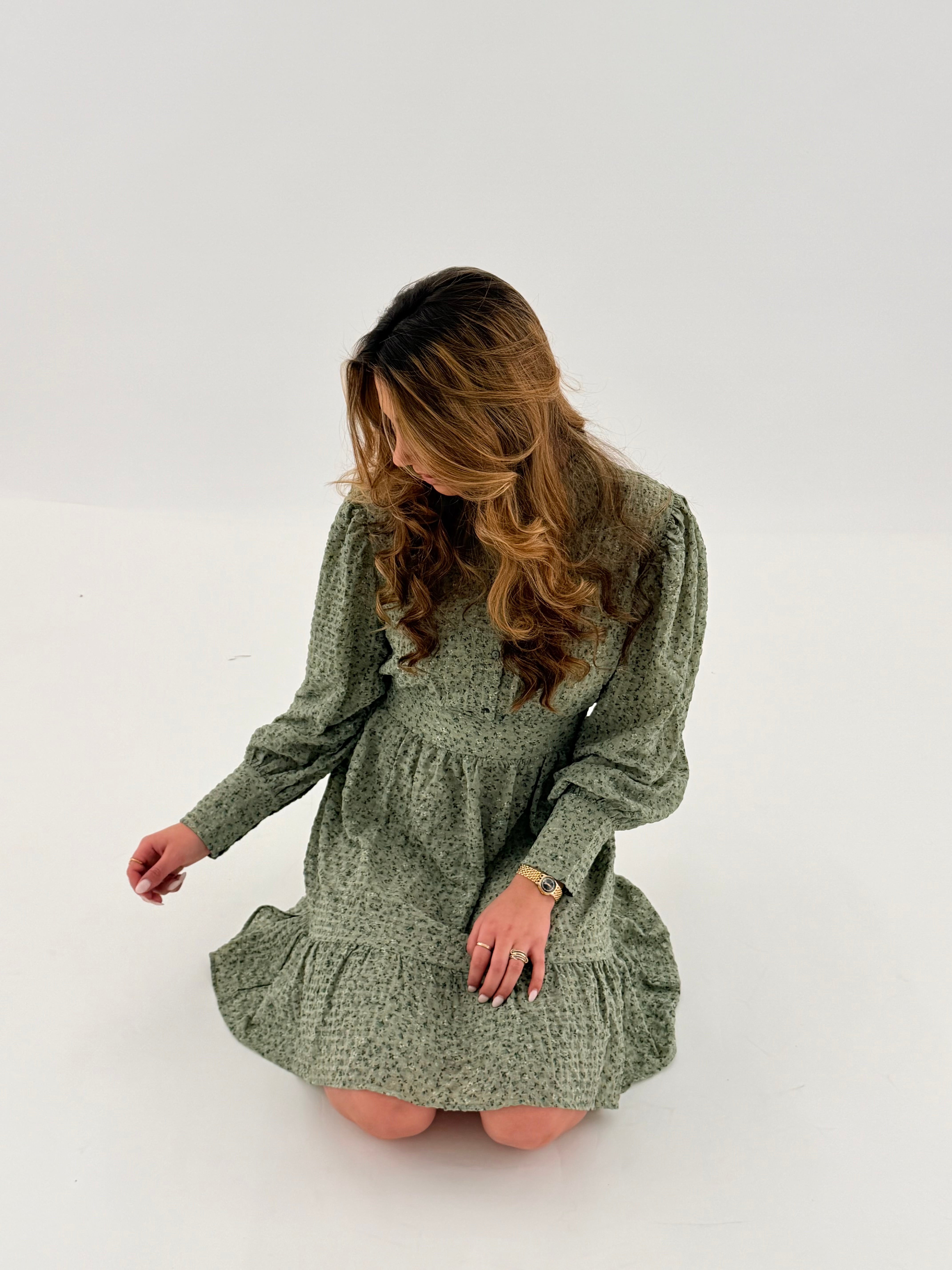 AWNOELLE Short Dress - Hedge Green