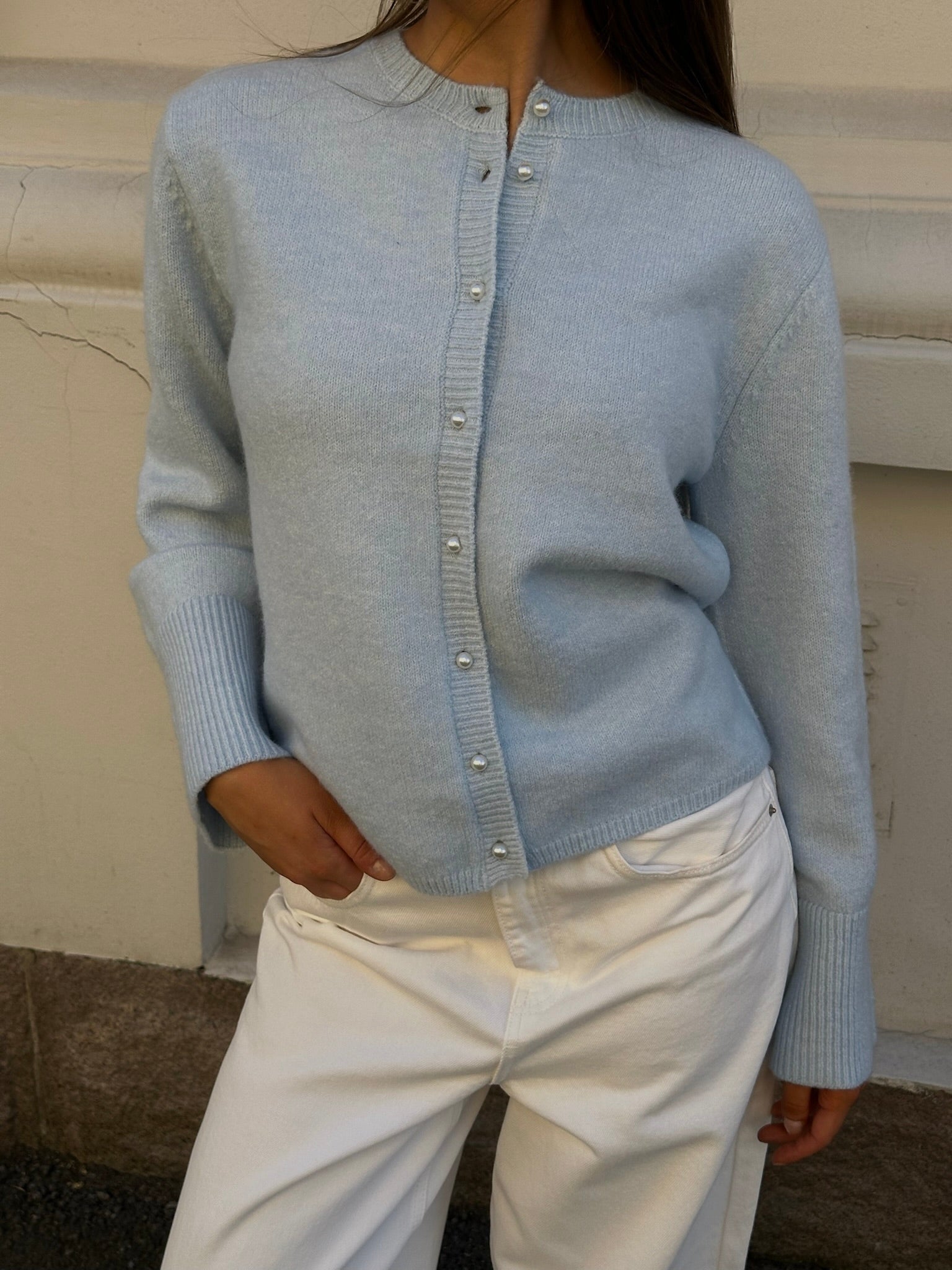 AWMARIANN Knitted Cardigan - Cashmere Blue