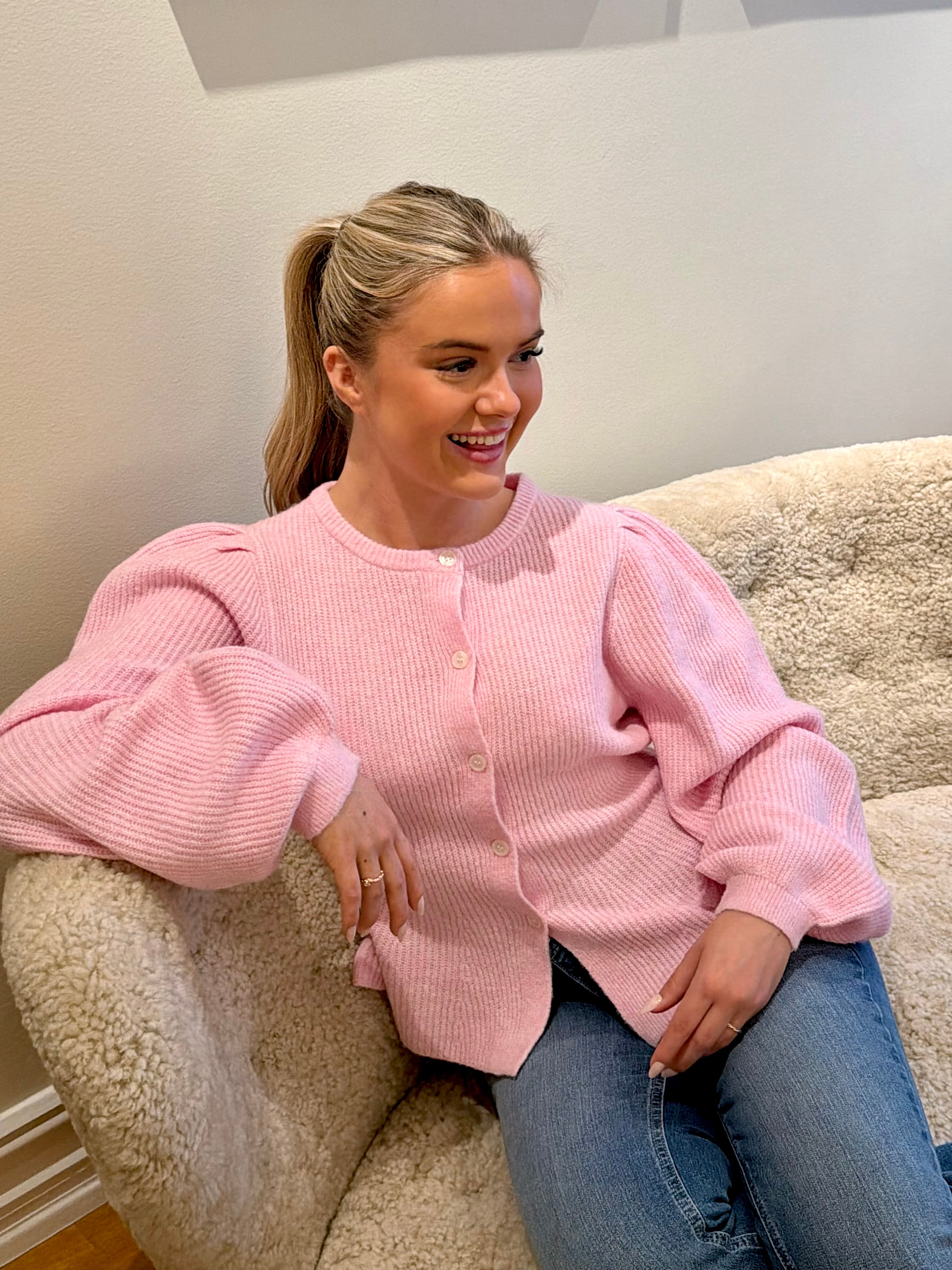 PCSILLY Knit Cardigan - Roseate Spoonbill