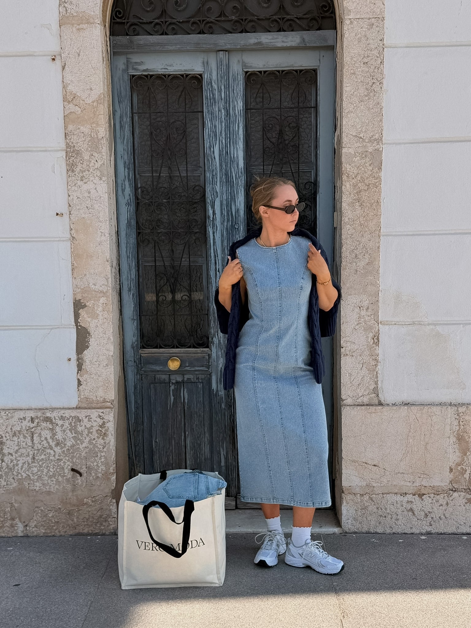 PCFRANNA DRESS - Light Blue Denim