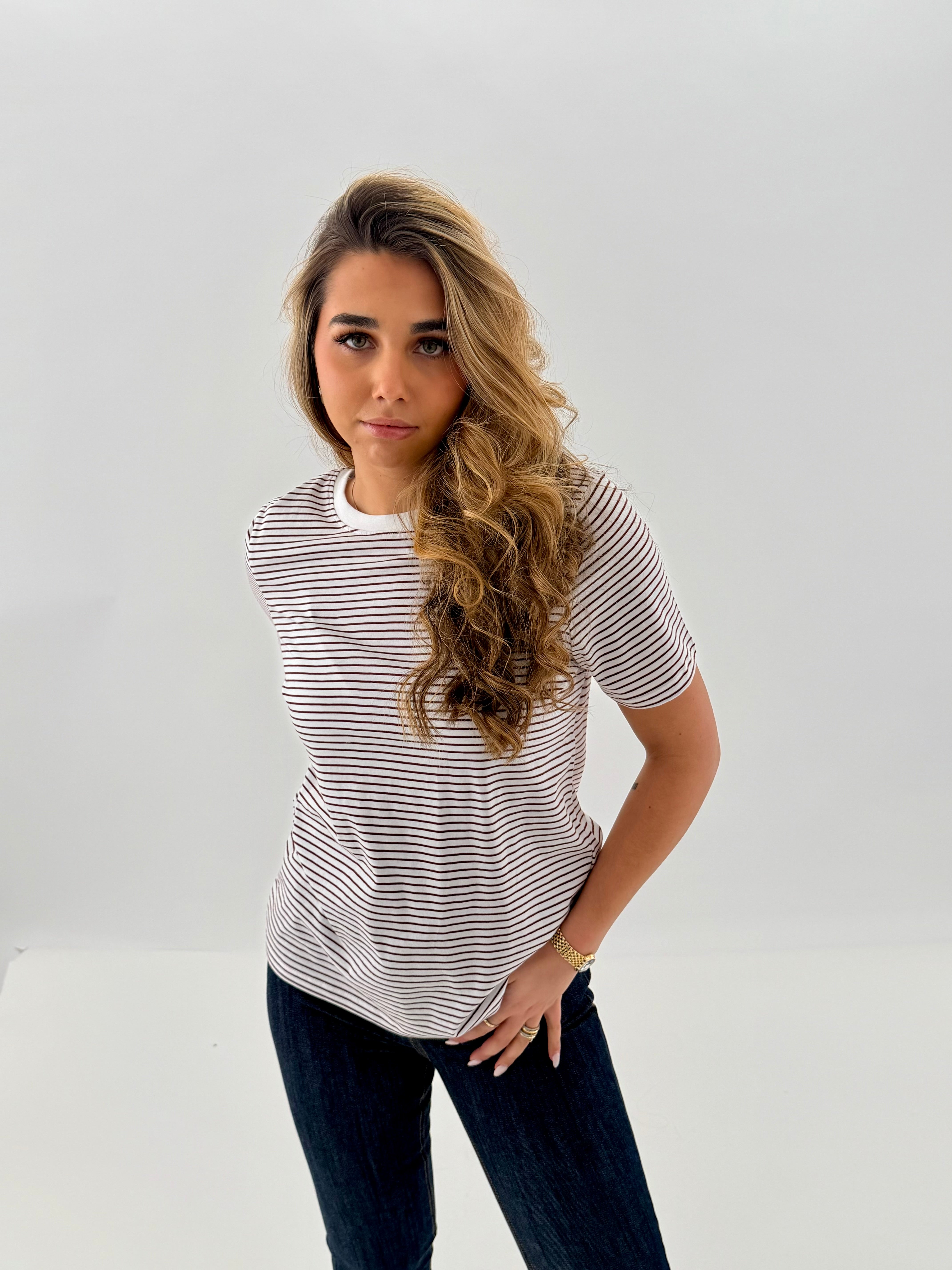 PCRIA T-Shirt - Burgundy Stripes