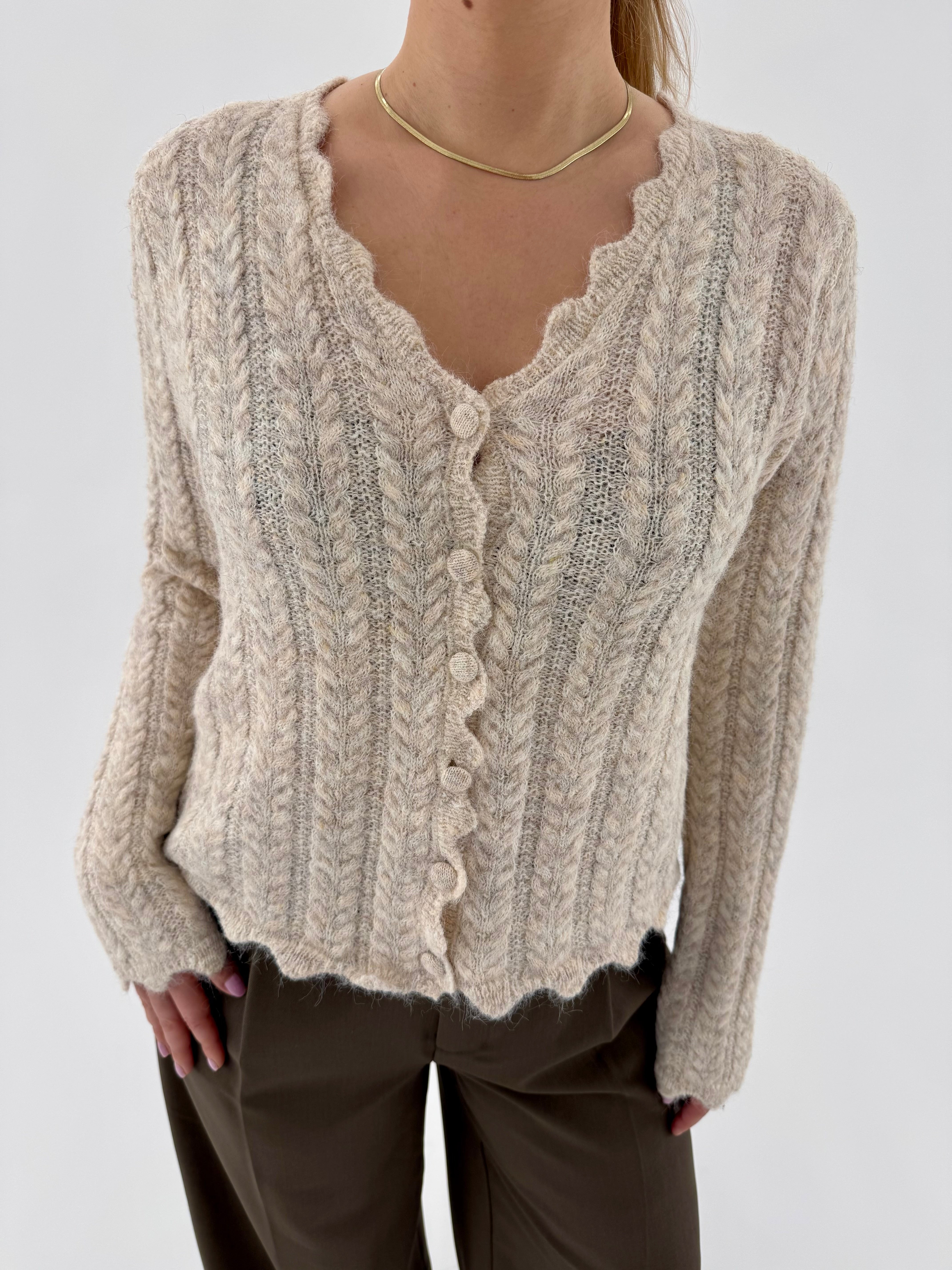 PCFEVERI Knit Cardigan - Cloud Dancer
