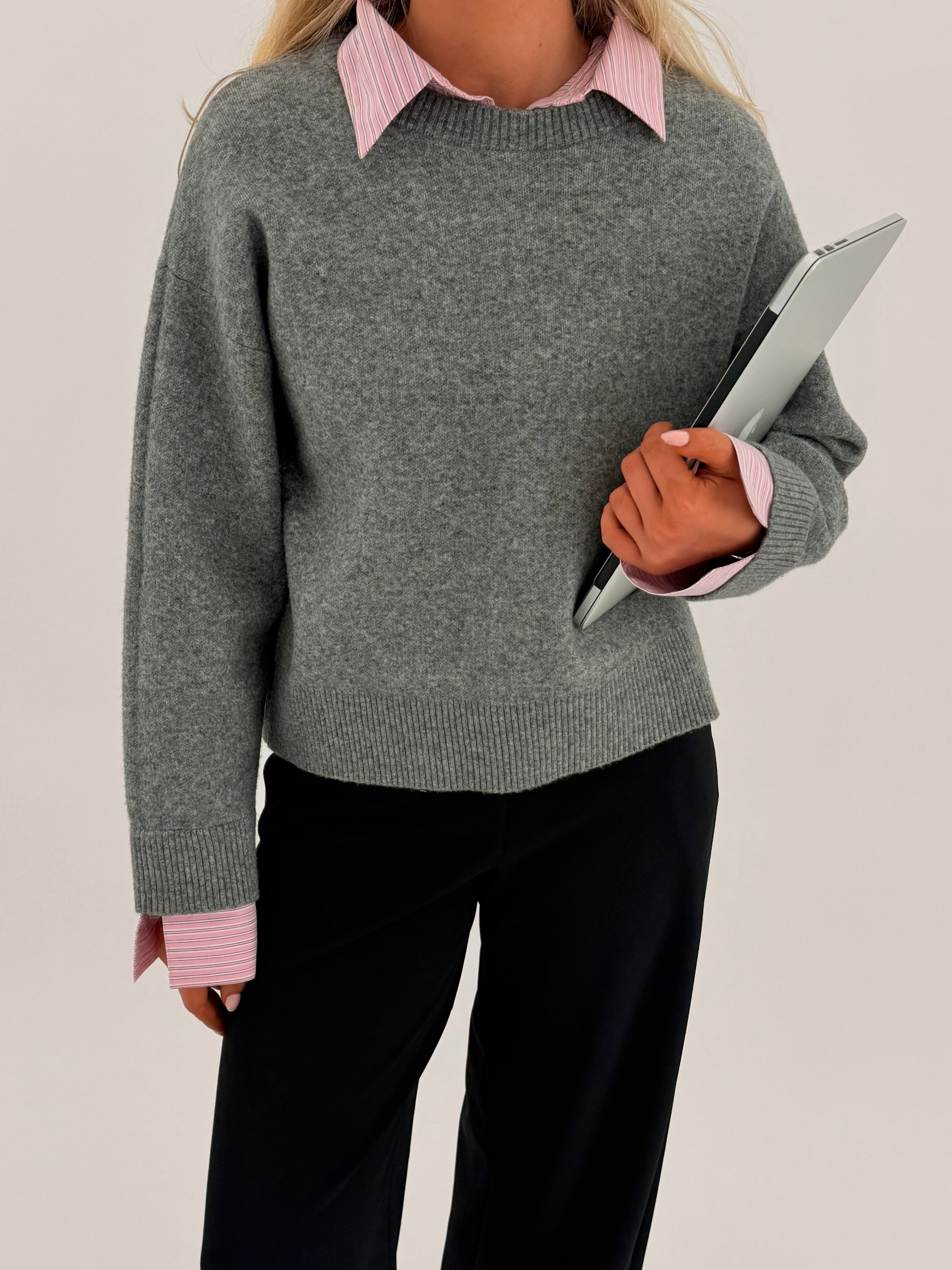 PCERIT KNIT - Medium Grey Melange