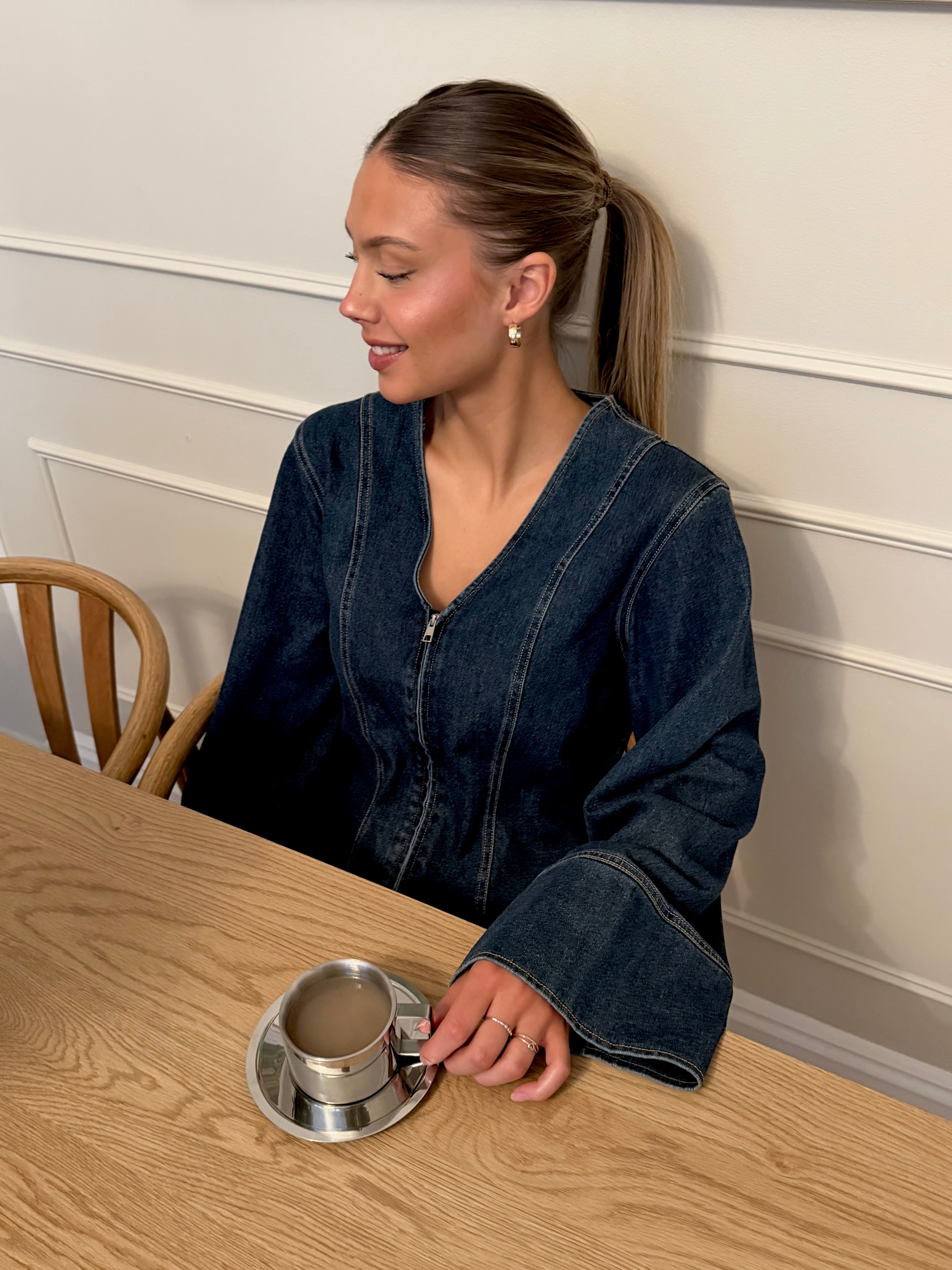 PCFLORA Denim Shirt - Dark Blue Denim