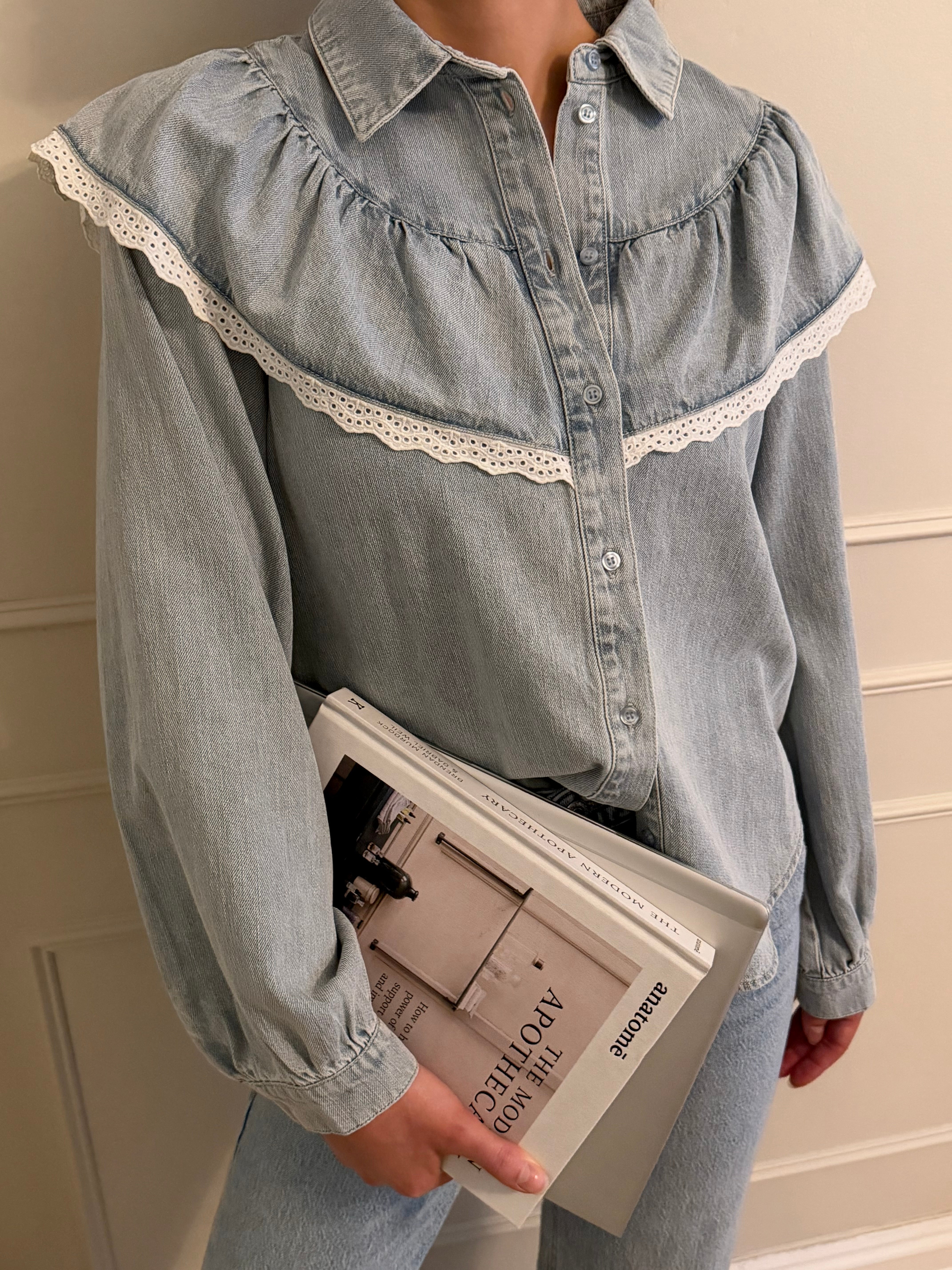 PCBIRKE Denim Shirt - Light Blue Denim