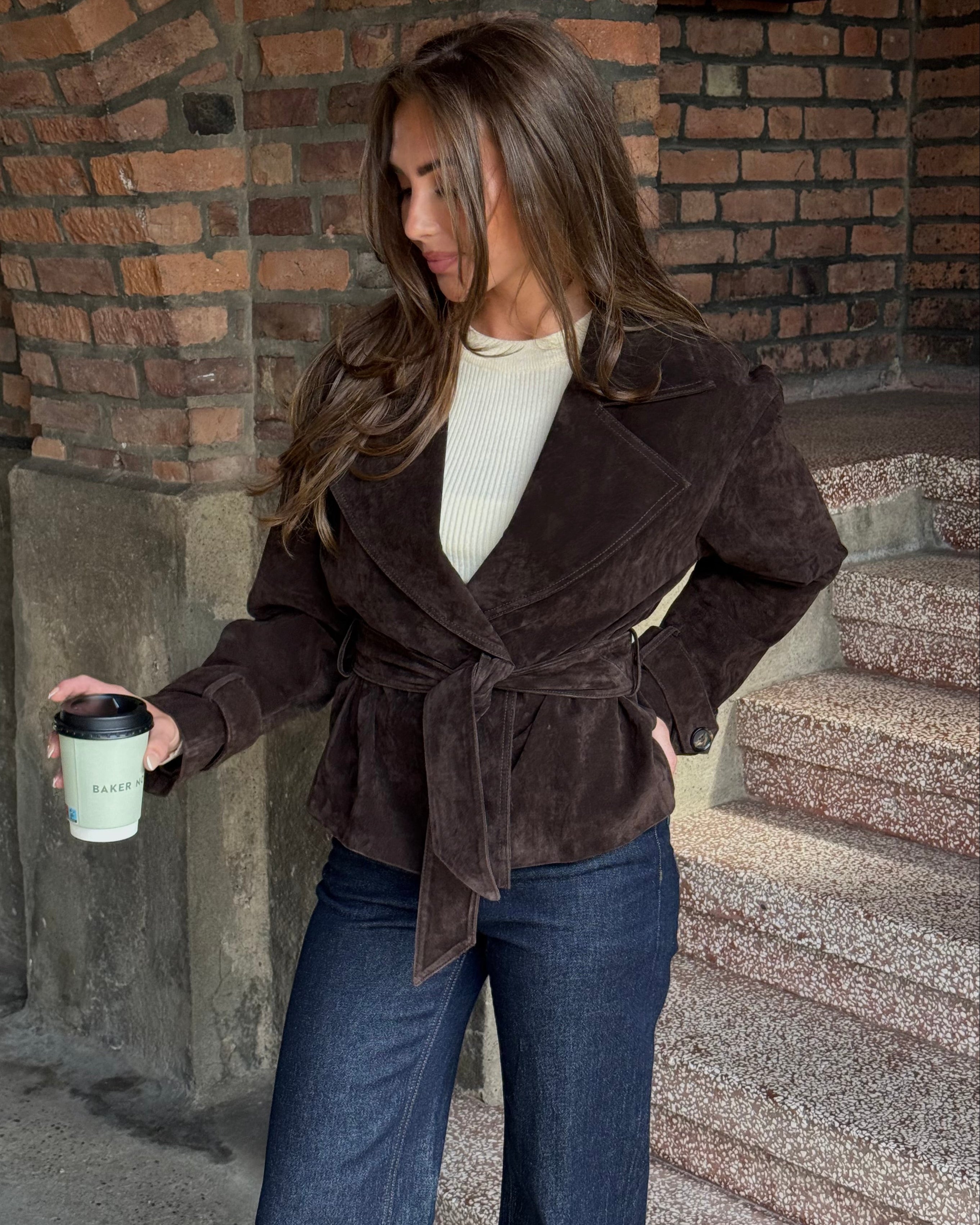VMJANICEBETTY SUEDE JACKET - Chocolate Torte