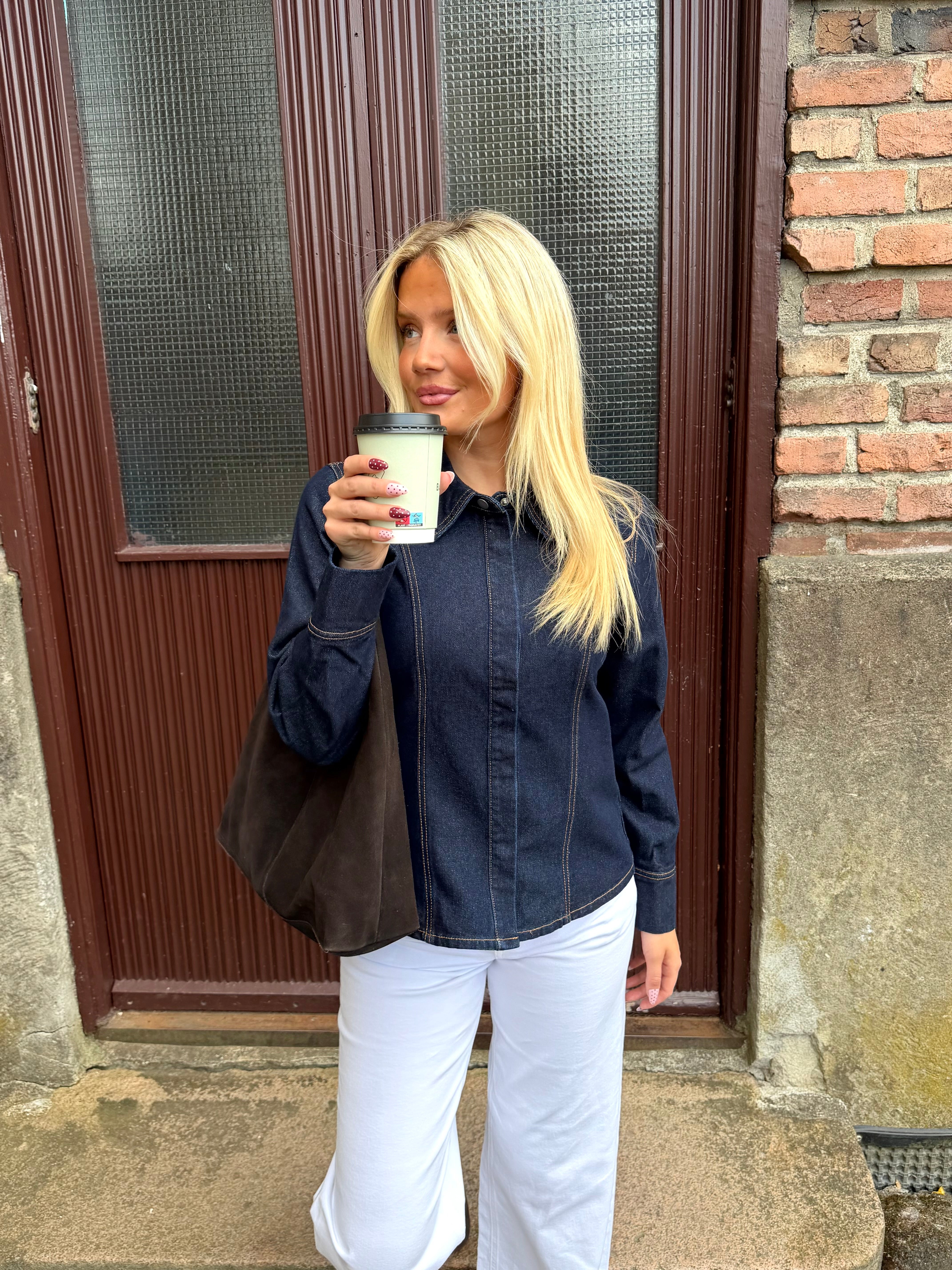 AWEVERLYN Denim Shirt - Dark Blue Denim