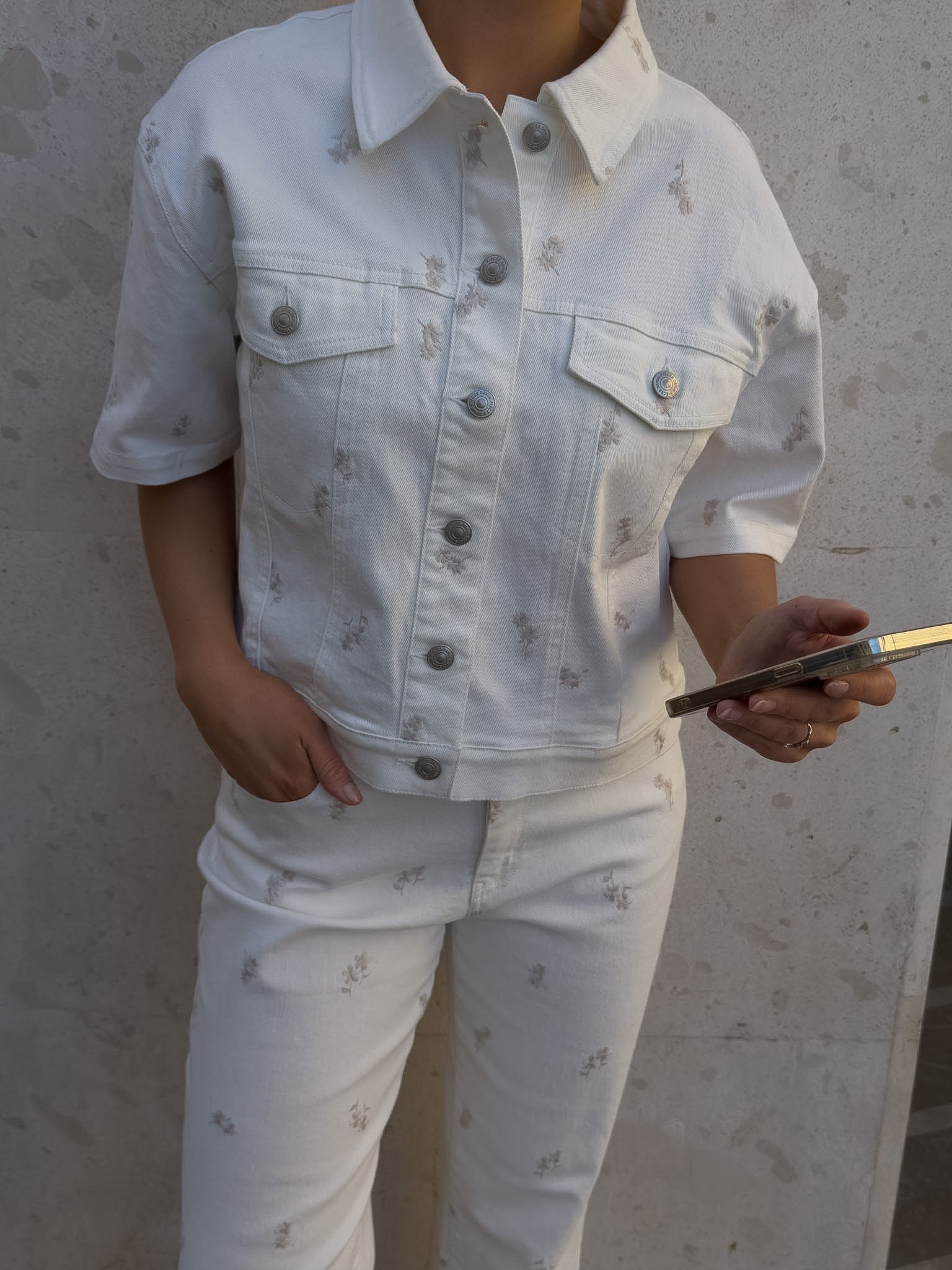 PCVIOLET Denim Shirt - Cloud Dancer