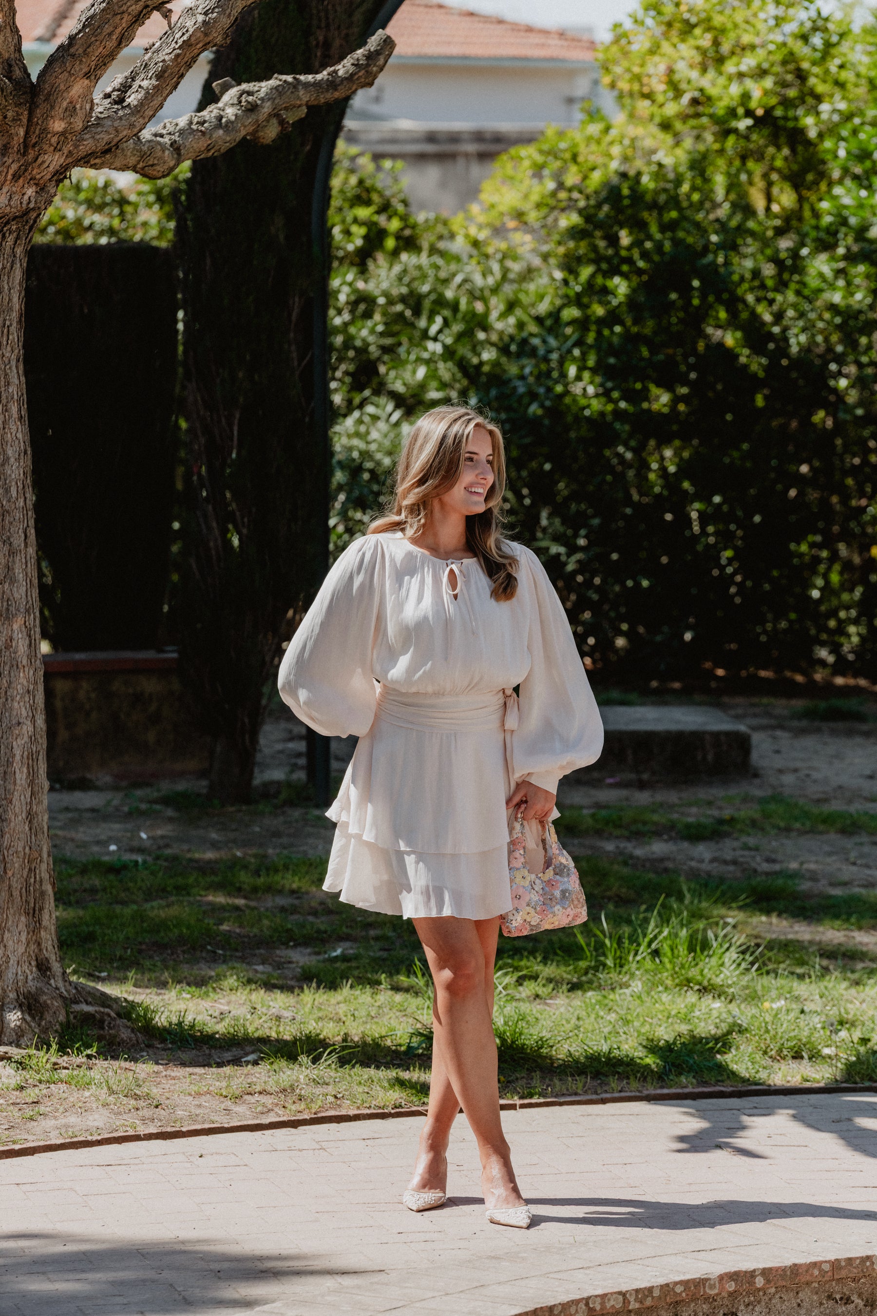 VMELISA Short Dress - White Swan