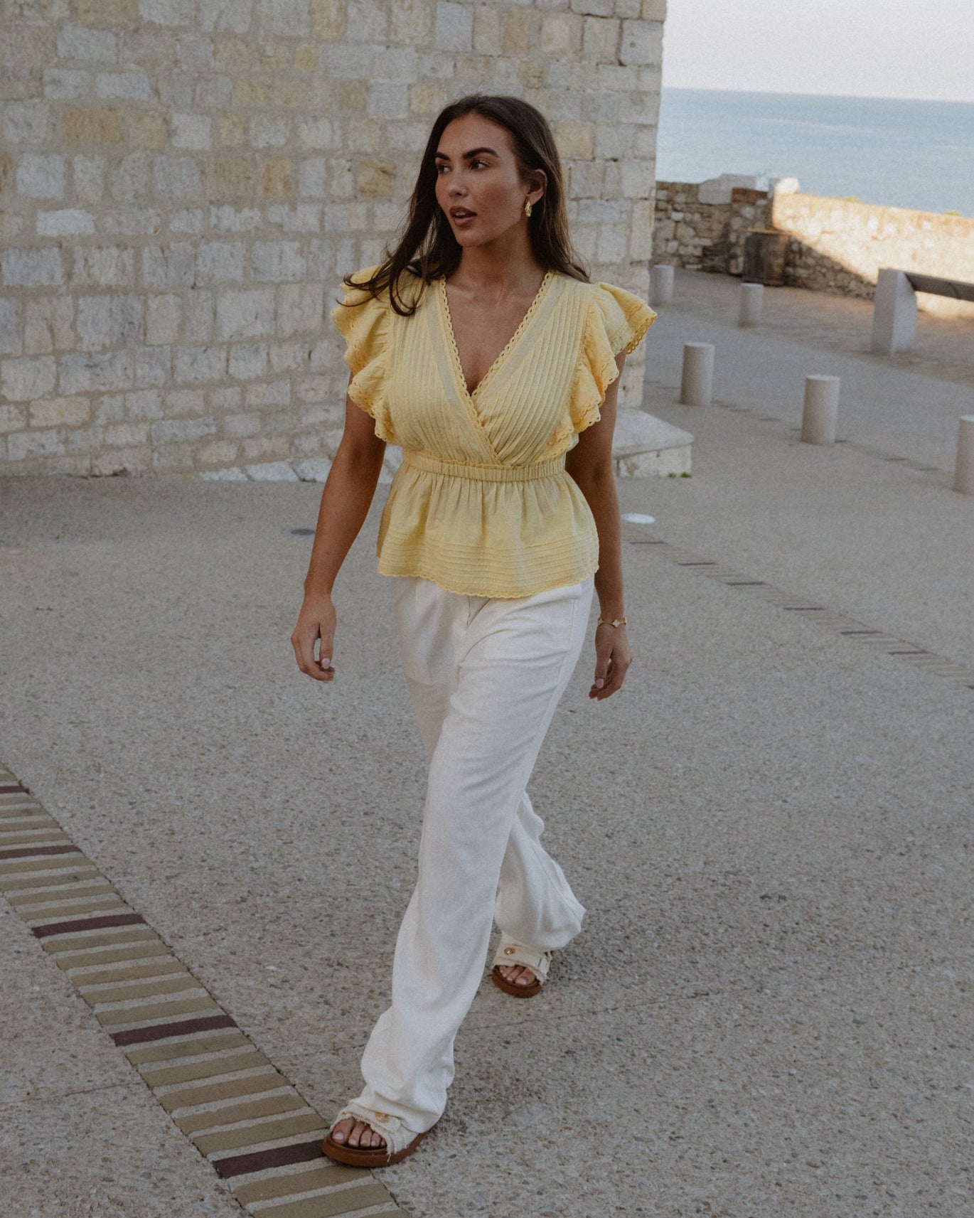 PCAWACE Tailored Trousers - Cloud Dancer