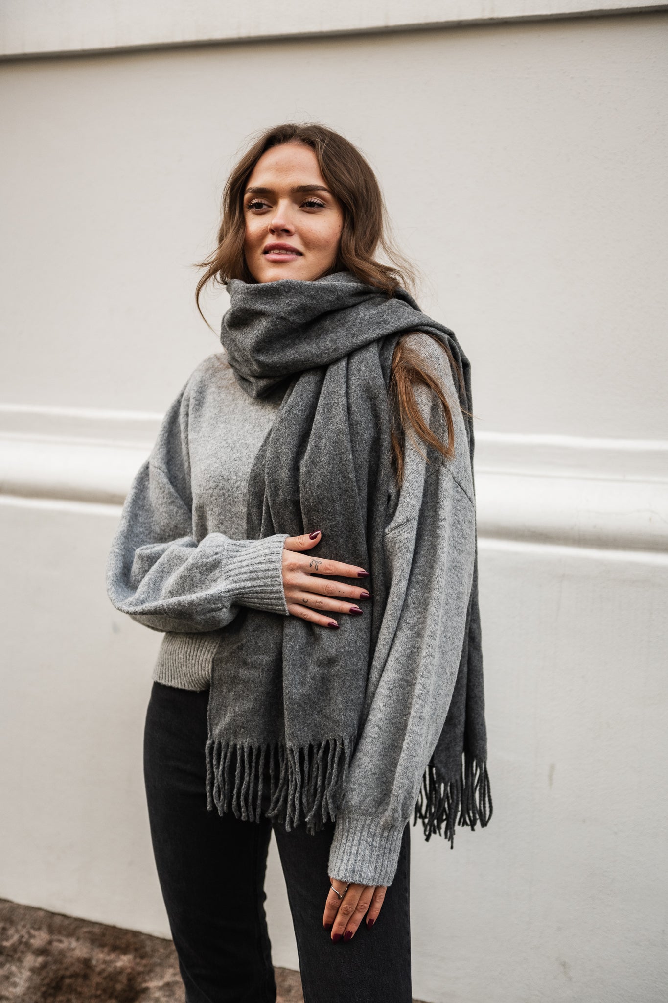 PCJIRA Scarf - Dark Grey Melange