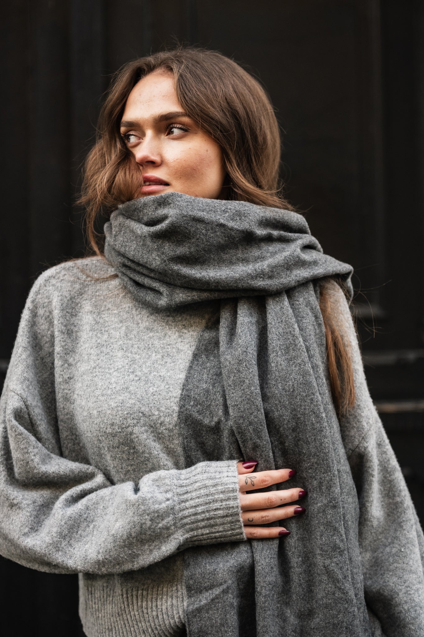 PCJIRA Scarf - Dark Grey Melange