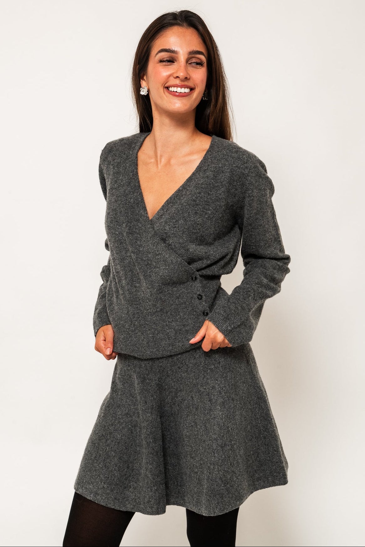 NMSLOAN KNIT - Dark Grey Melange