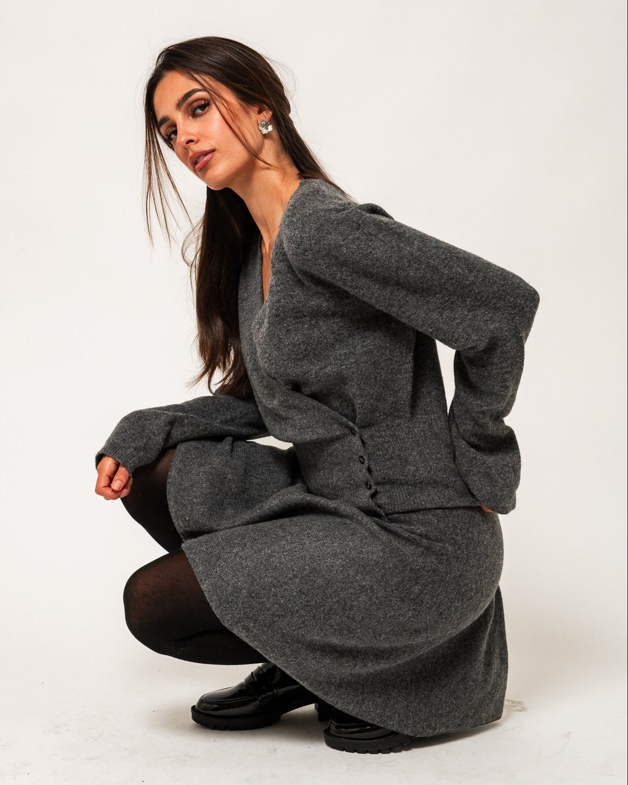 NMSLOAN KNIT - Dark Grey Melange