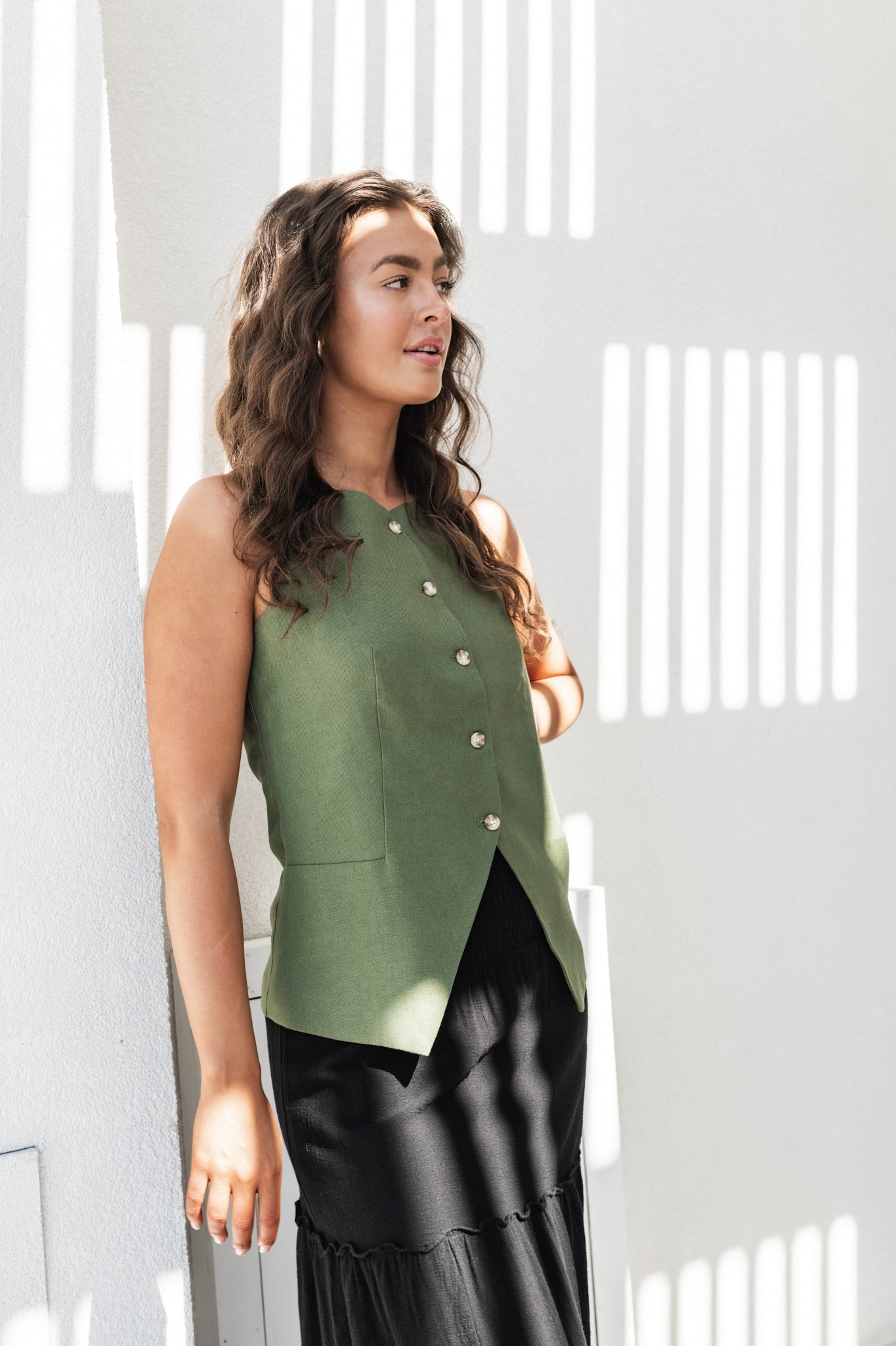 VMFLORENCE Tailored Waistcoat - Olivine