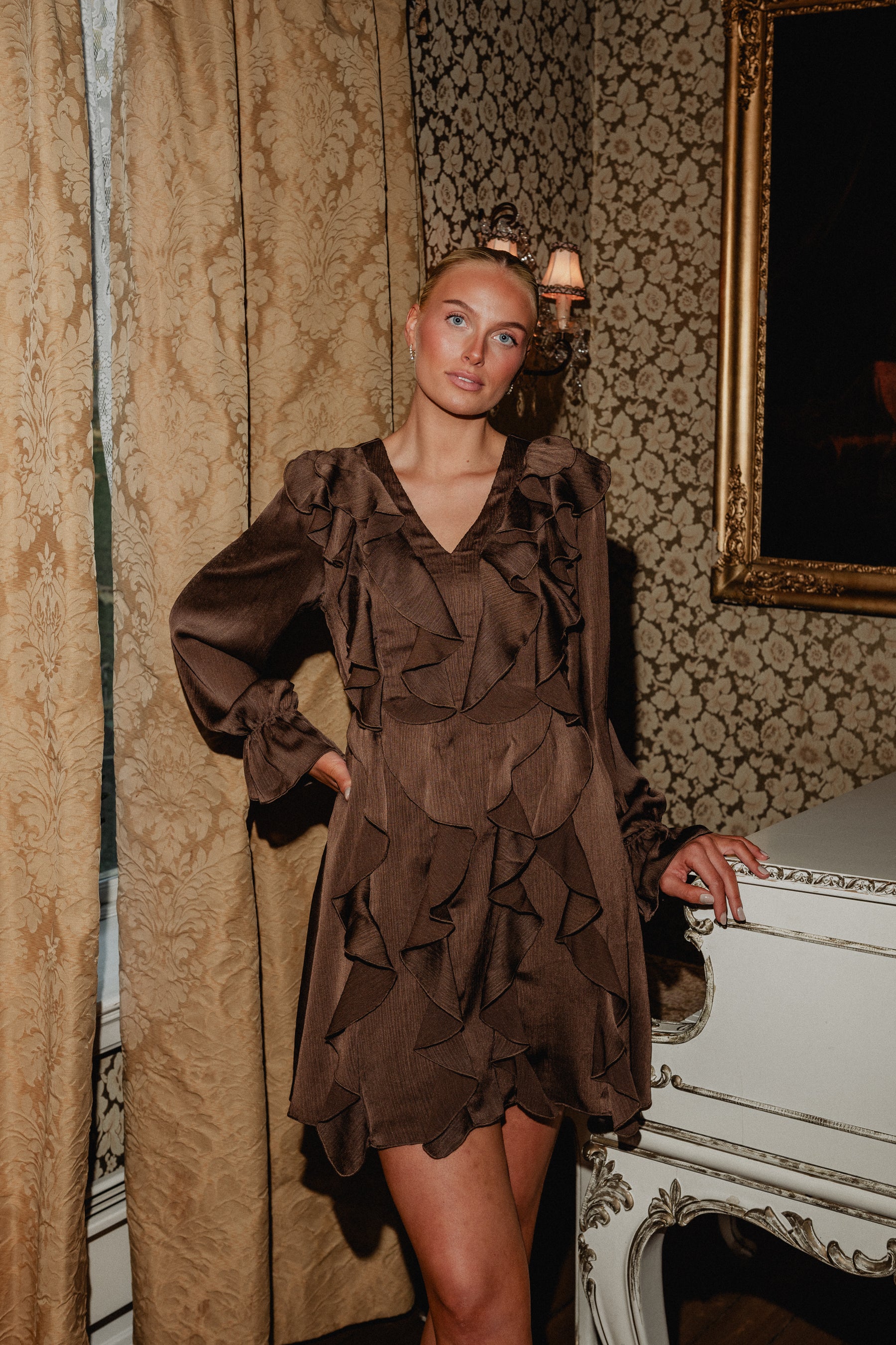 PCFENJA Short Dress - Hot Fudge