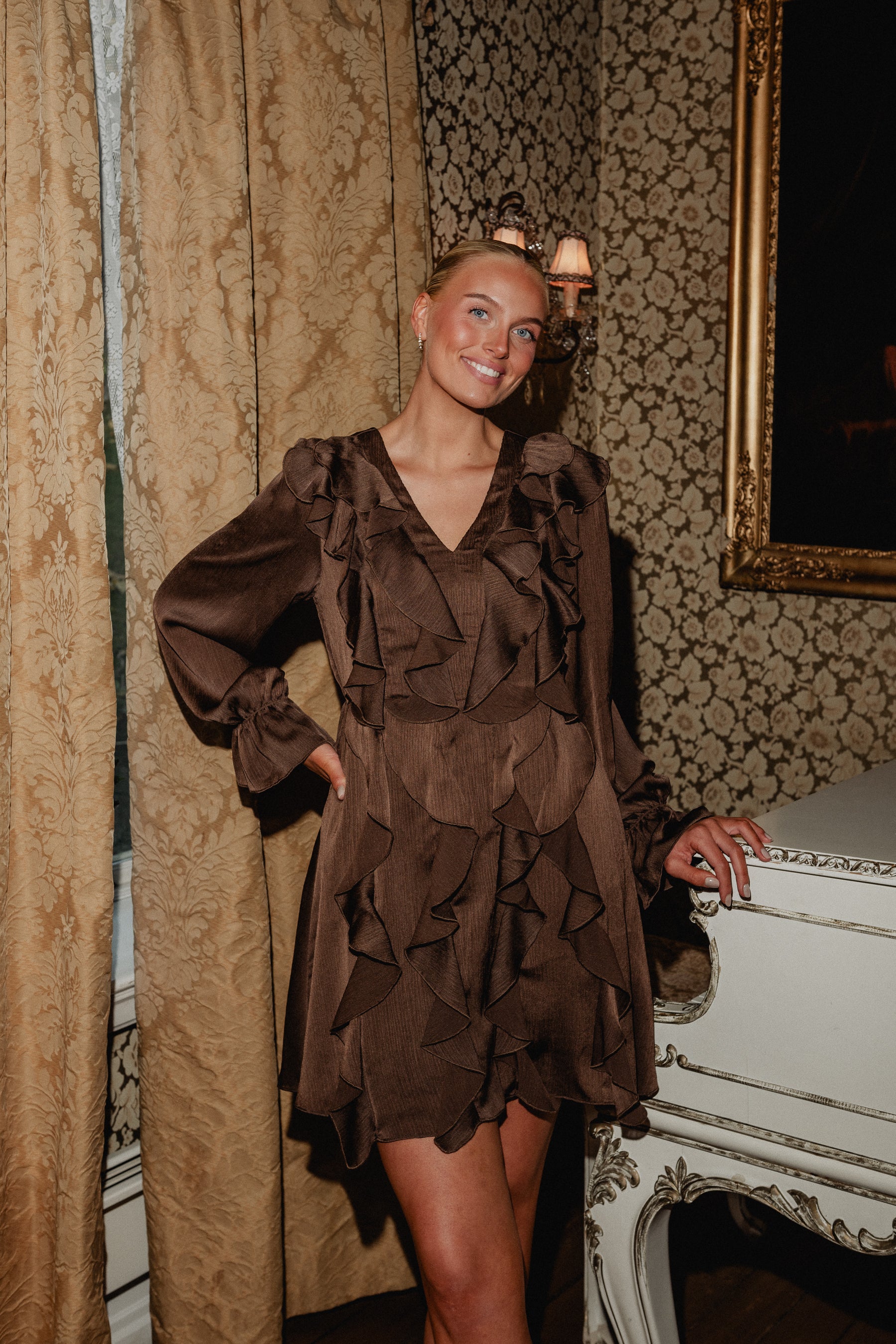 PCFENJA Short Dress - Hot Fudge