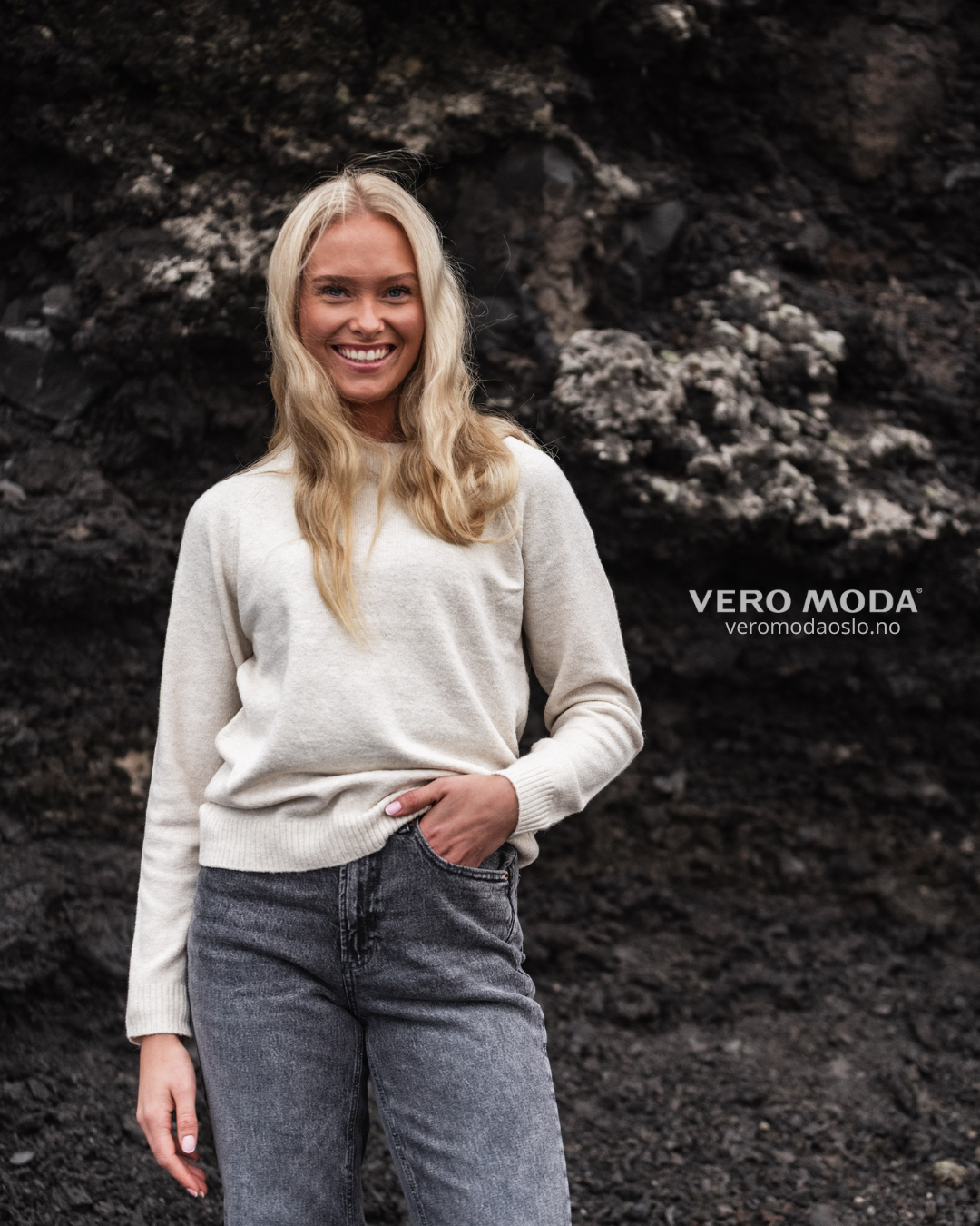 Vero Moda | VMDOFFY langermet genser | Beige | Dame