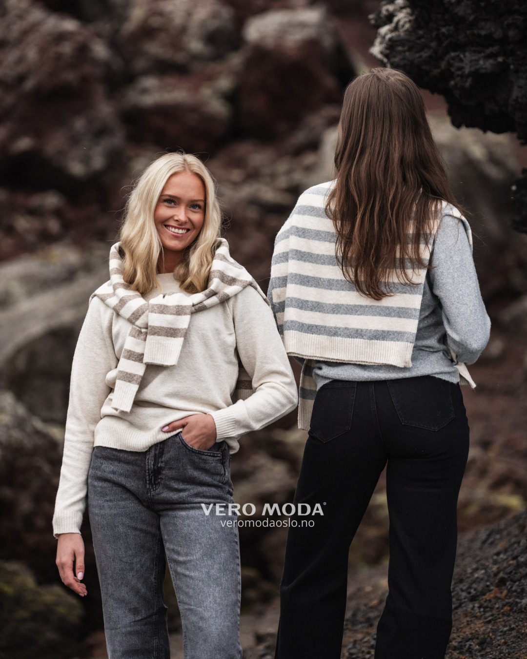 Vero Moda | VMDOFFY langermet genser | Stripete grå | Dame