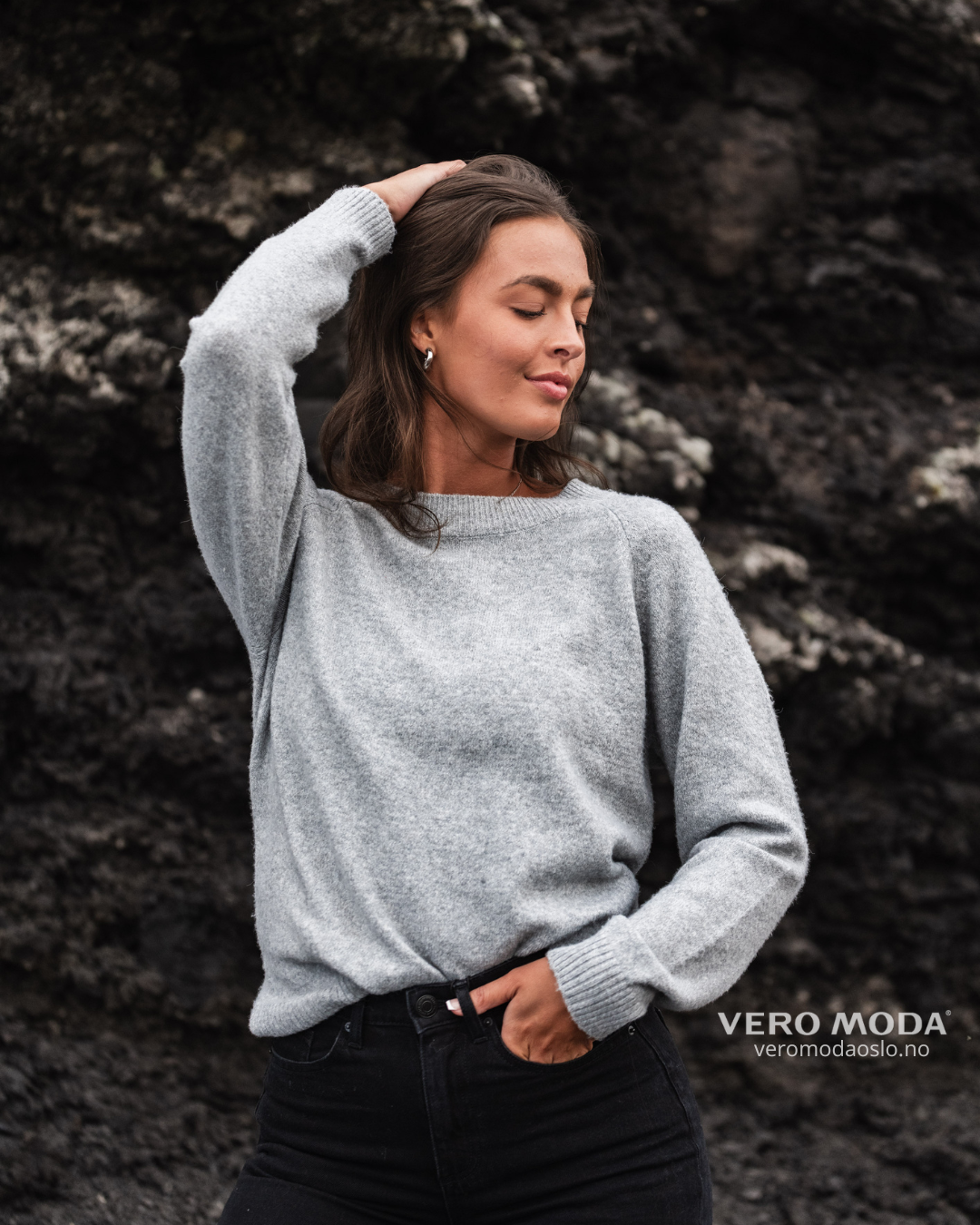 Vero Moda | VMDOFFY langermet genser | Lys grå | Dame