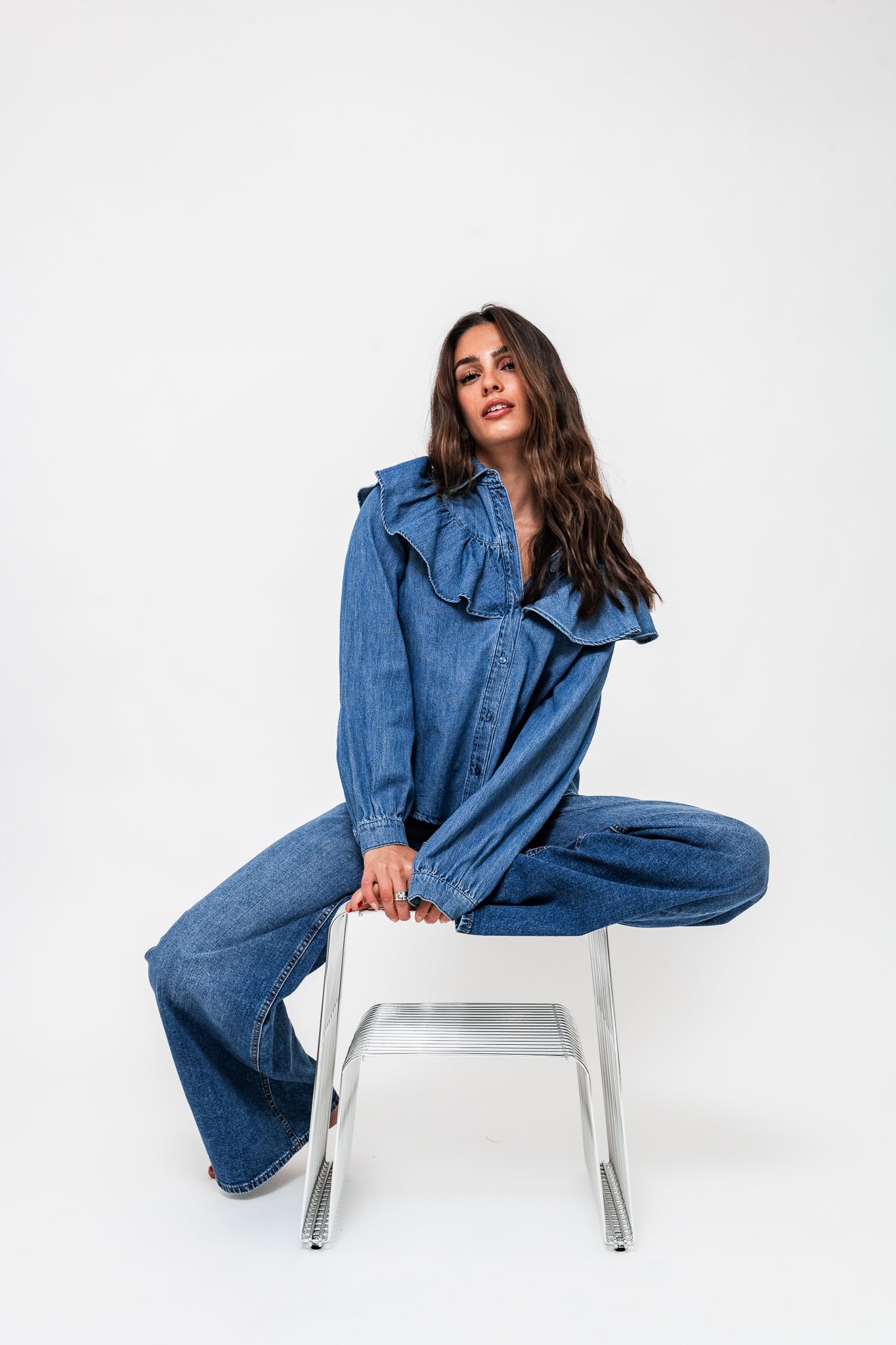 PCBIRKE Denim Shirt - Medium Blue Denim