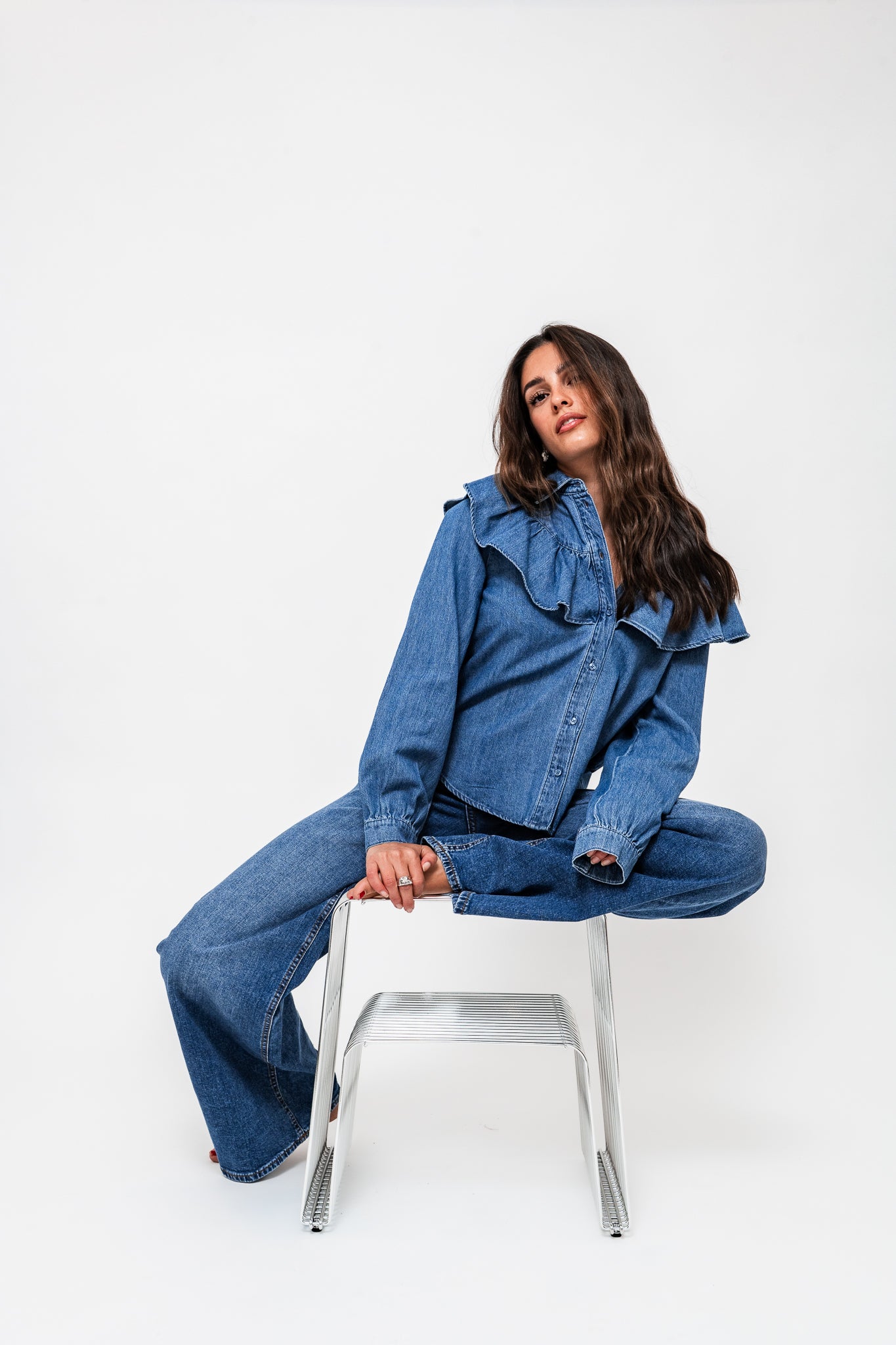 PCBIRKE Denim Shirt - Medium Blue Denim