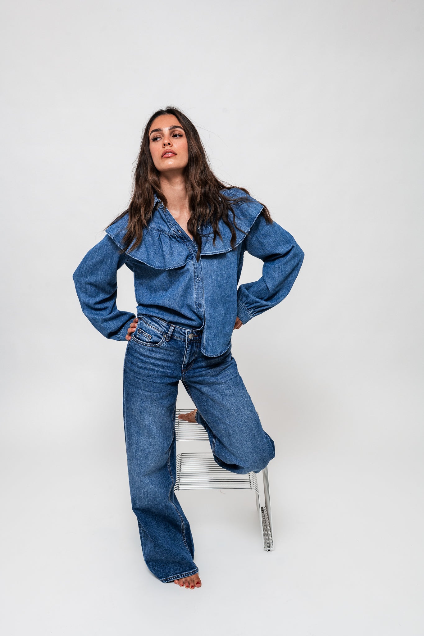 PCBIRKE Denim Shirt - Medium Blue Denim