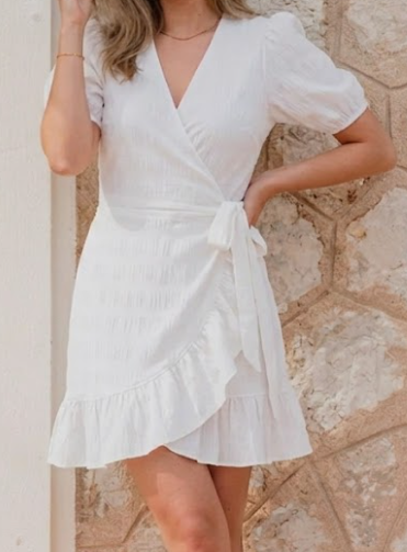 PCMOPPI Short Dress - Cloud Dancer