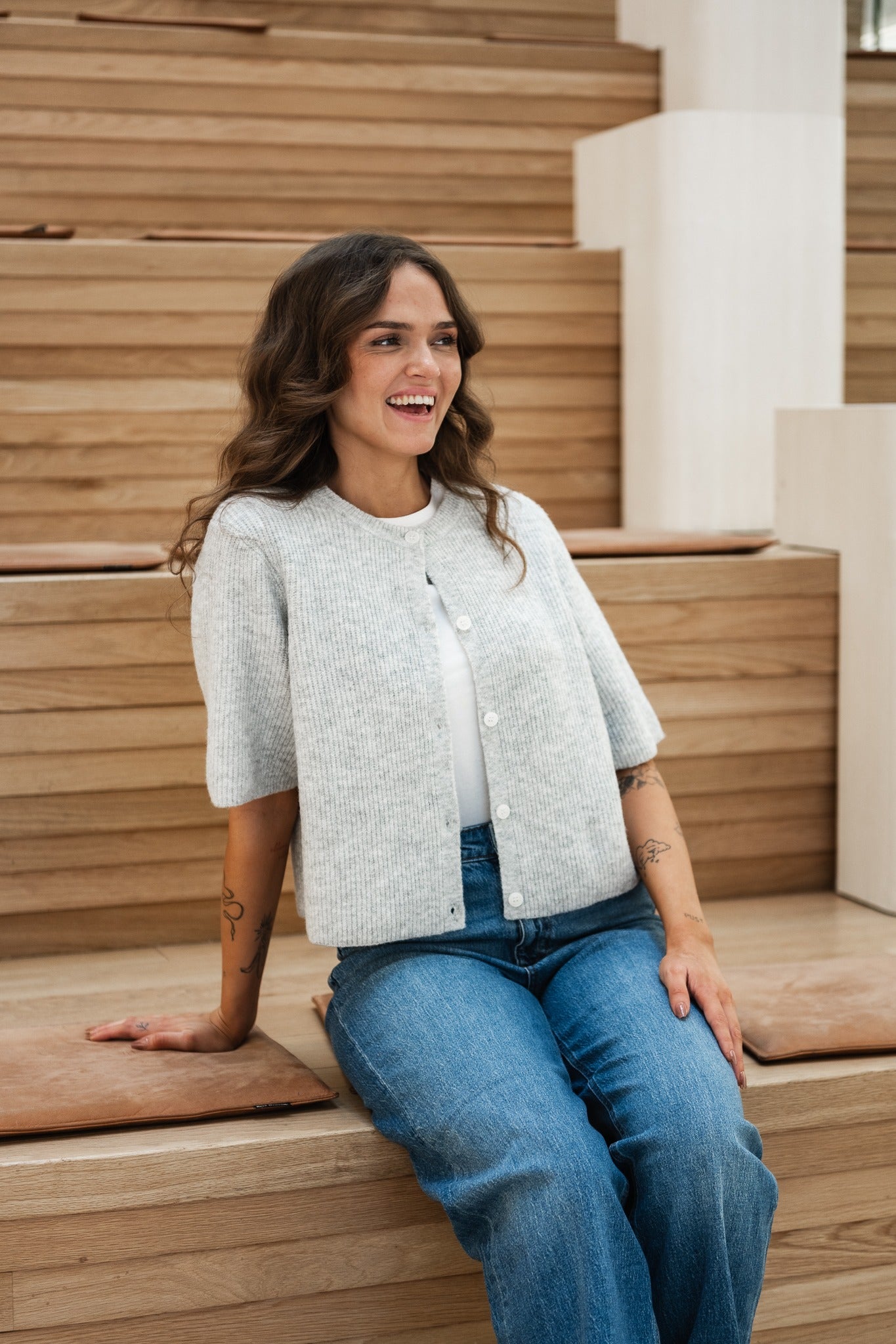 PCSILLY Knit Cardigan - Light Grey Melange