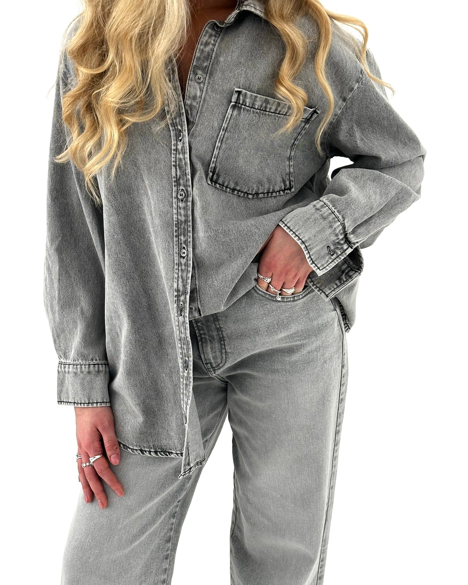 PCSELMA Jeans - Light Grey Denim