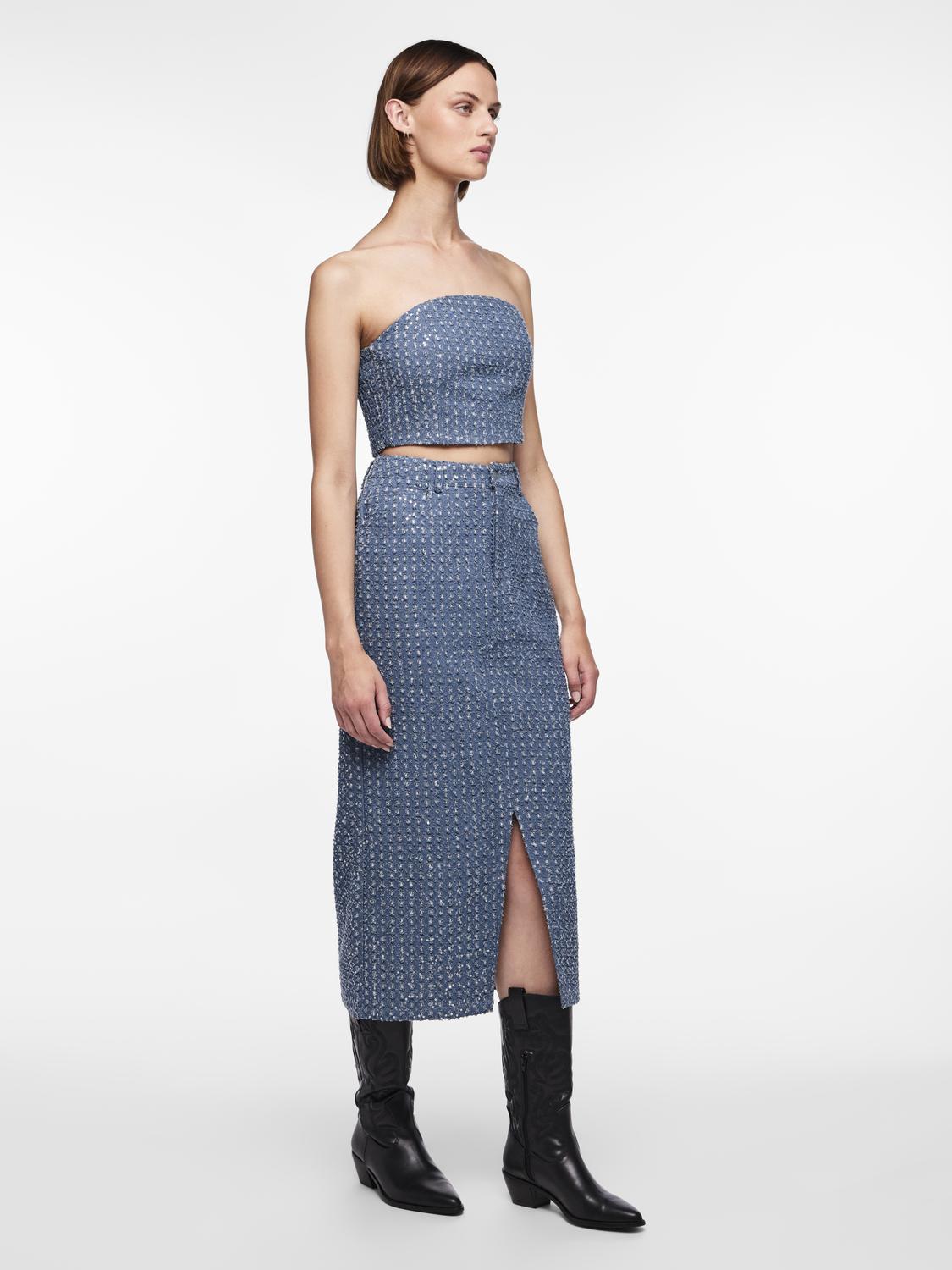 PCNAOMI Skirt - Medium Blue Denim