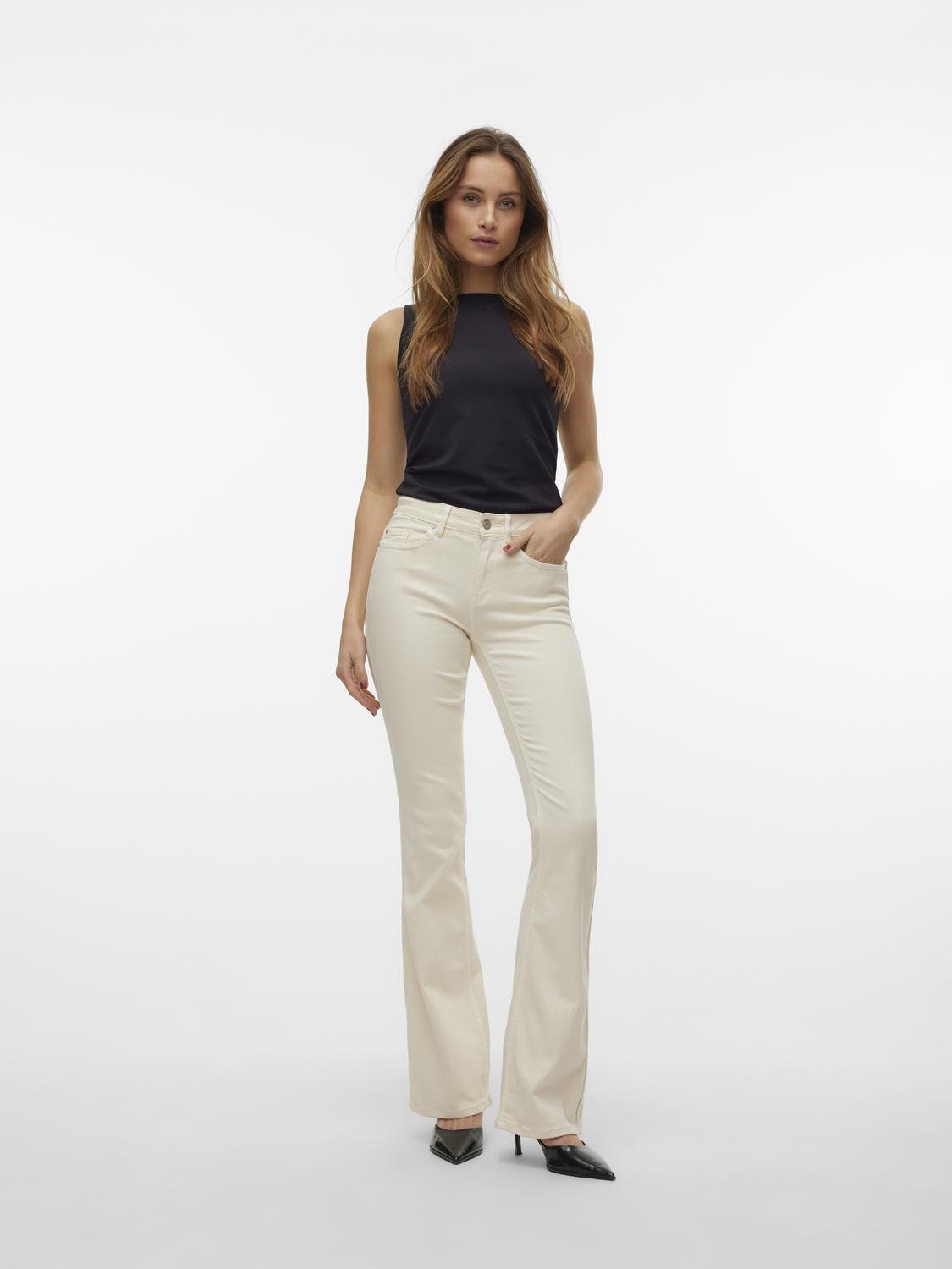 VMFLASH Flared Jeans - Ecru